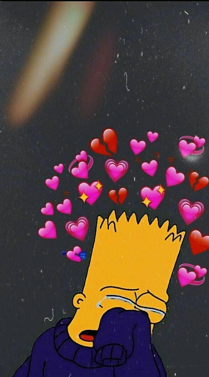 Cute Aesthetic Cartoon Crying Bart Simpson — 668x1205 wallpaper