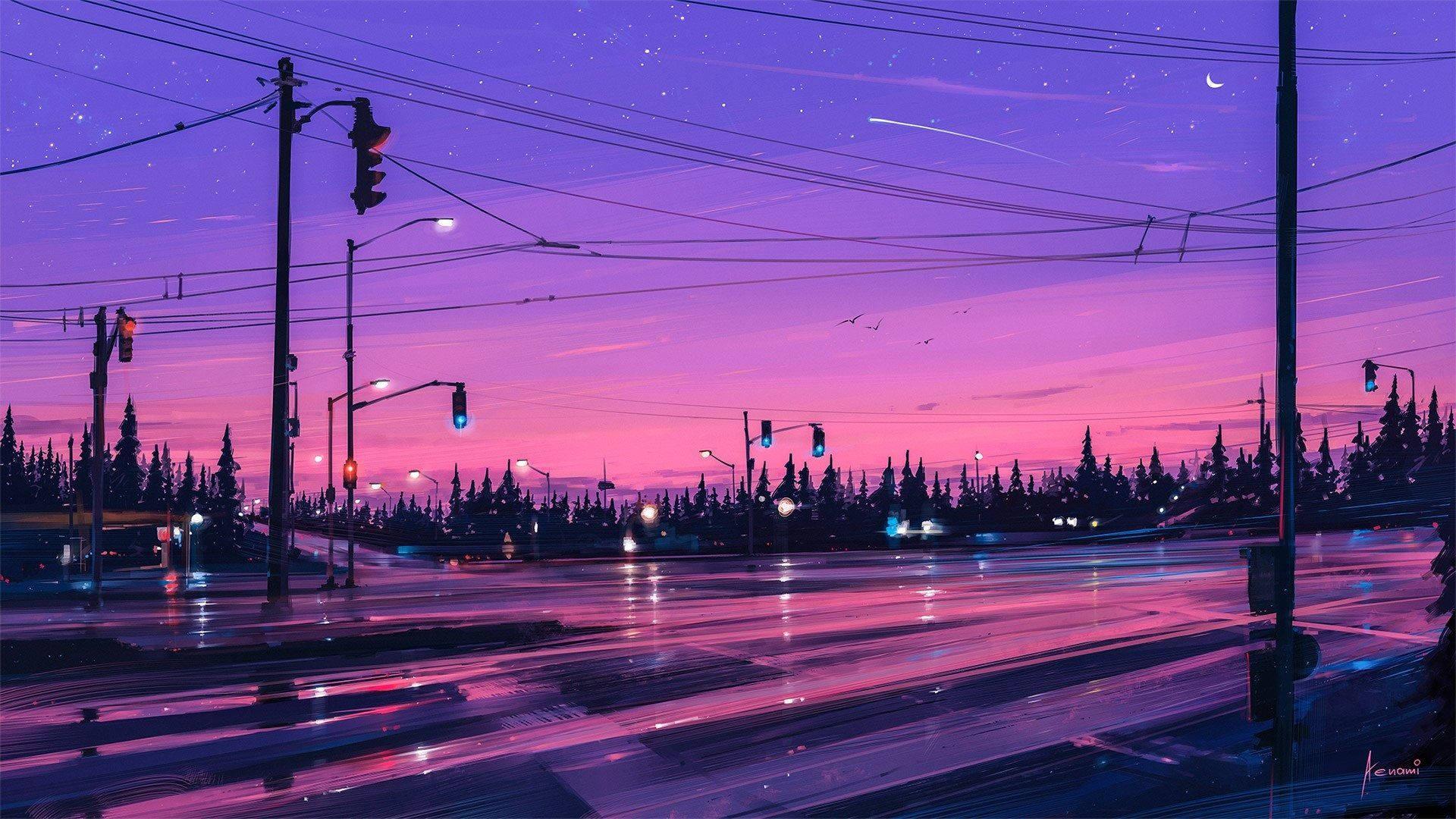 Cute Aesthetic Night Streets — 1920x1080 wallpaper