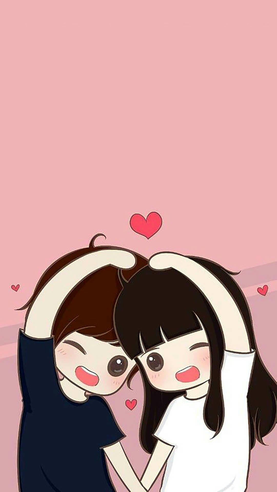 Cute And Sweet Cartoon Couple — 1080x1920 wallpaper