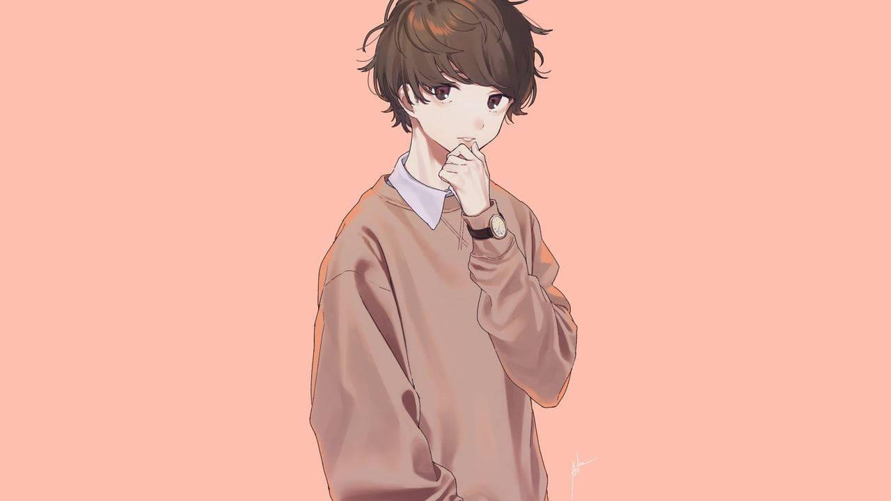 Cute Anime Boy With Brown Hair — 1280x720 wallpaper