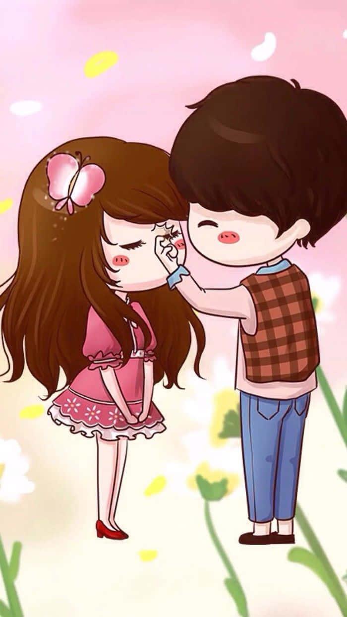 Cute Anime Couple in a Loving Embrace — 700x1244 wallpaper