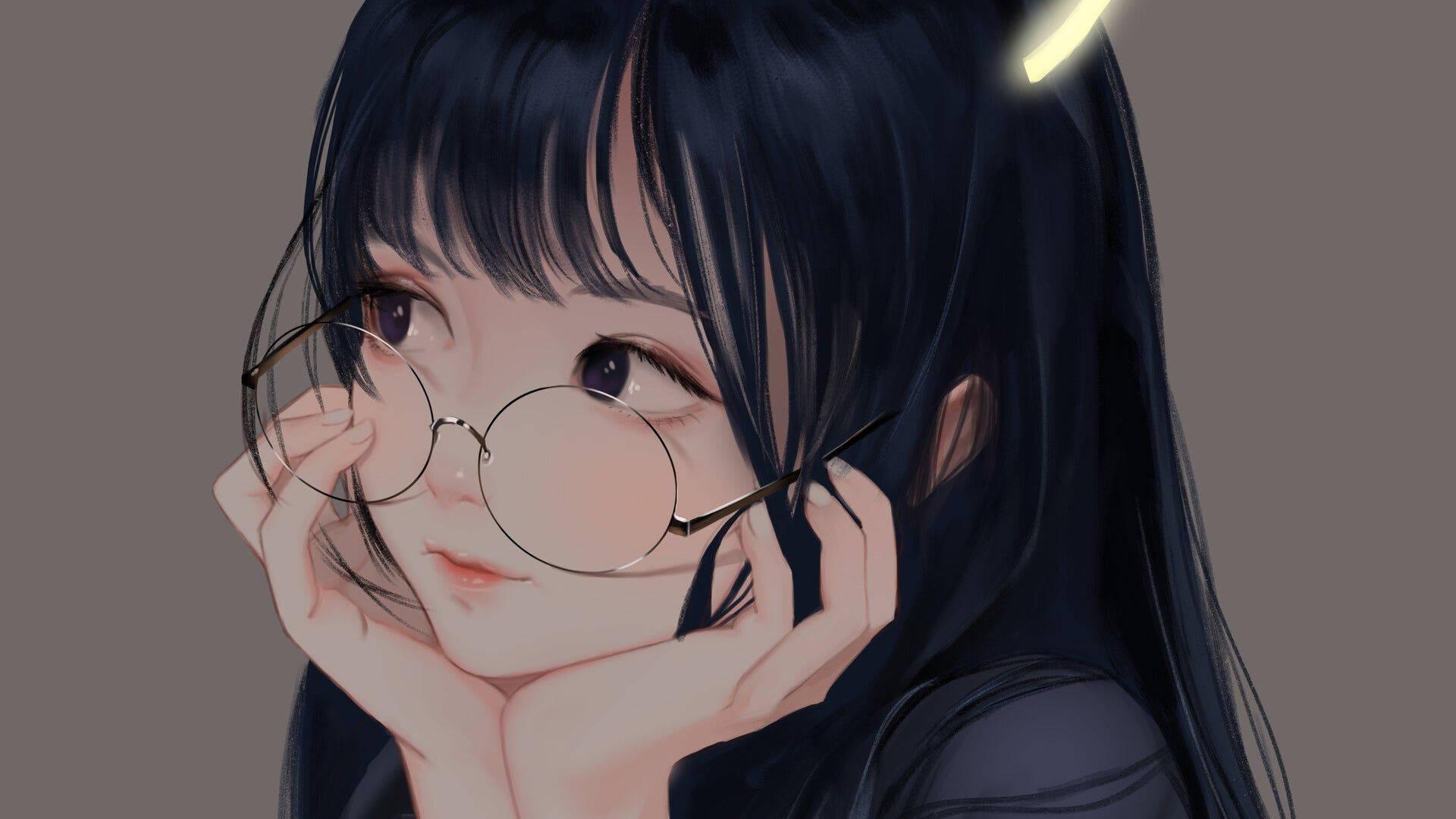 Cute Anime Girl PFP Wearing Eyeglasses