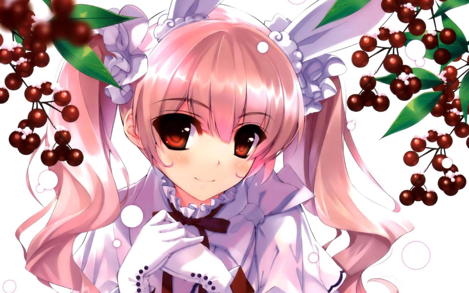 Cute Anime Girl Surrounded By Cherries — 1920x1200 wallpaper