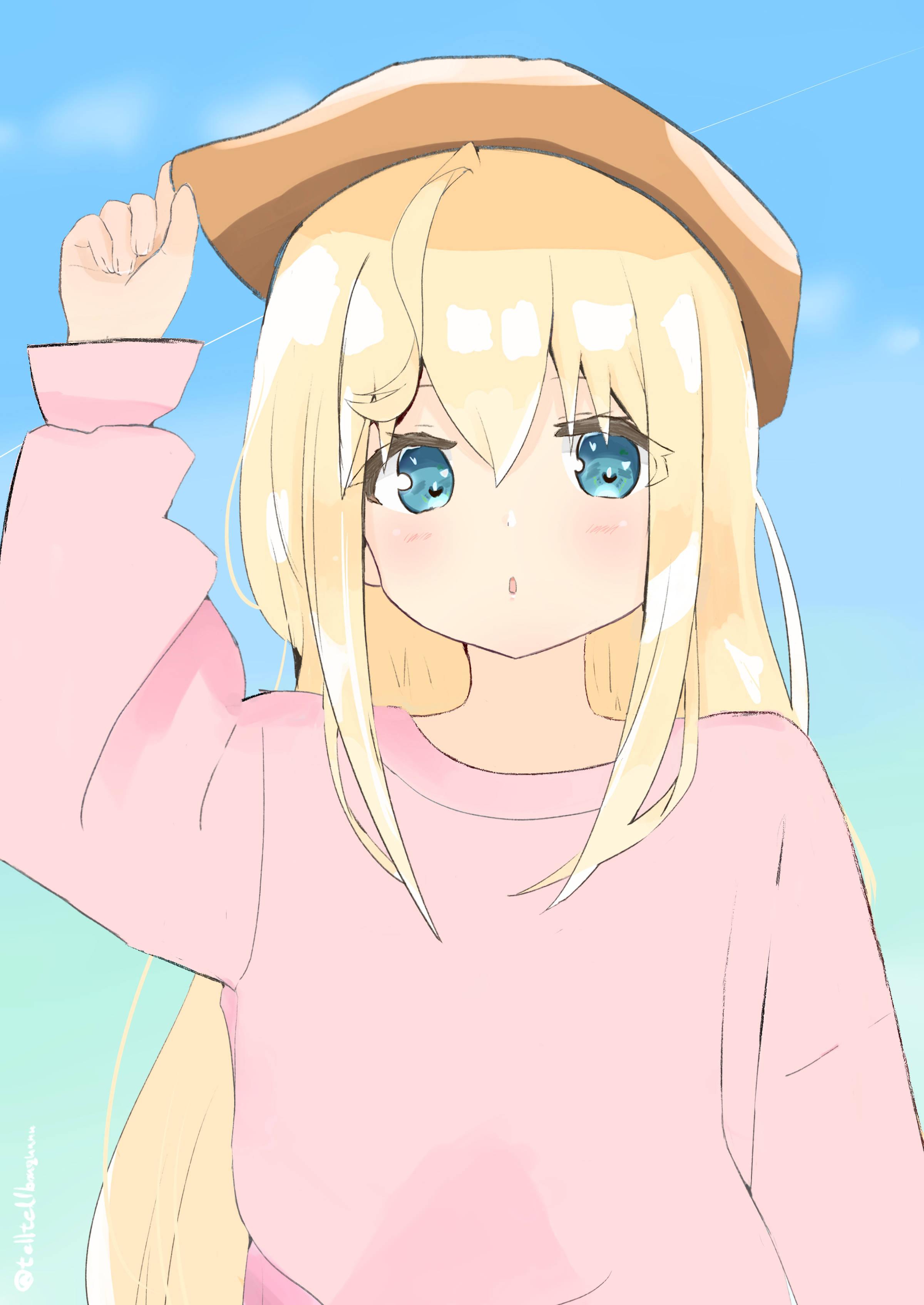 Cute Anime Girl With Beret — 2400x3388 wallpaper