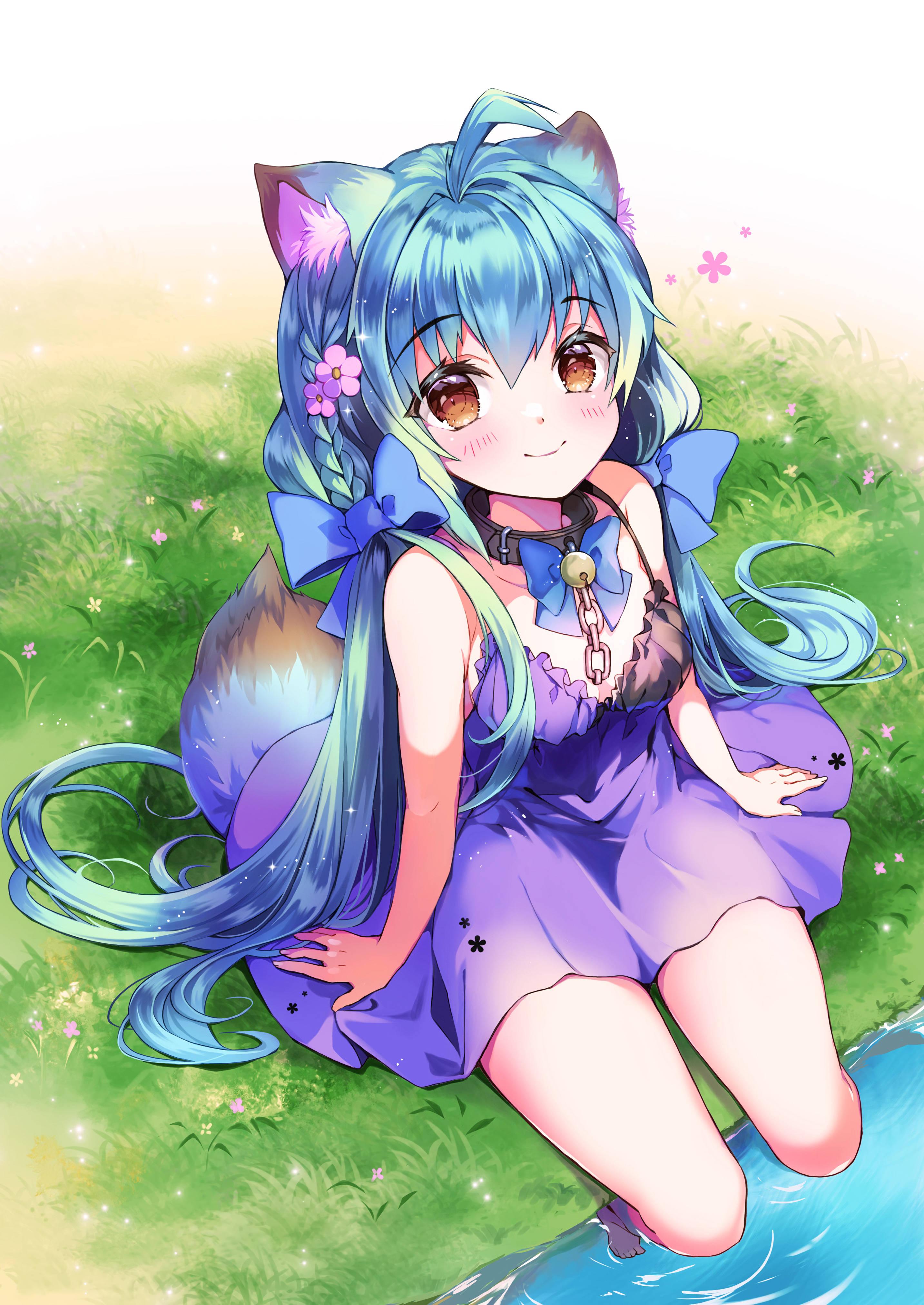 Cute Anime Girl With Blue Hair — 2866x4046 wallpaper
