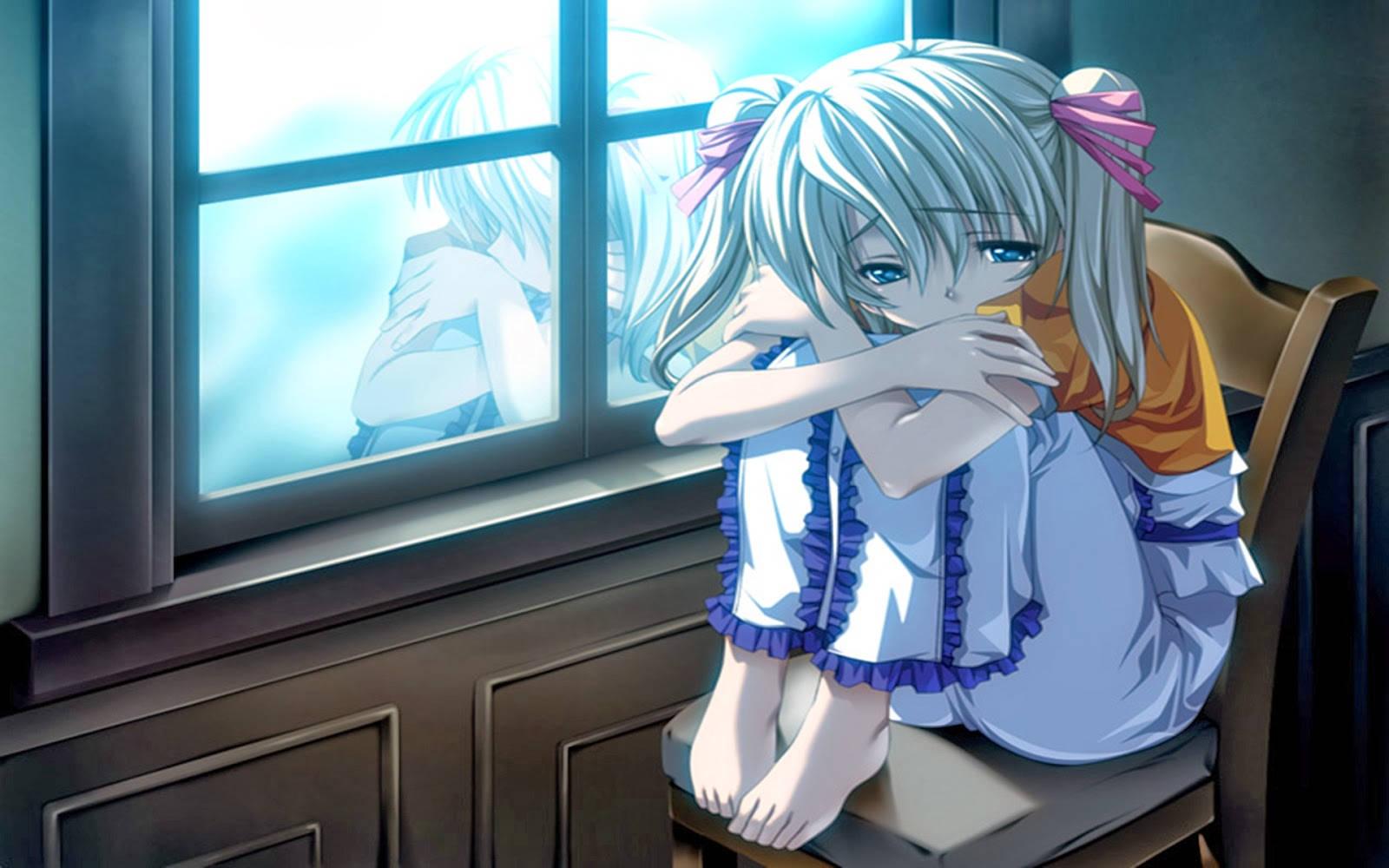 Cute Anime Sad Girl — 1600x1000 wallpaper