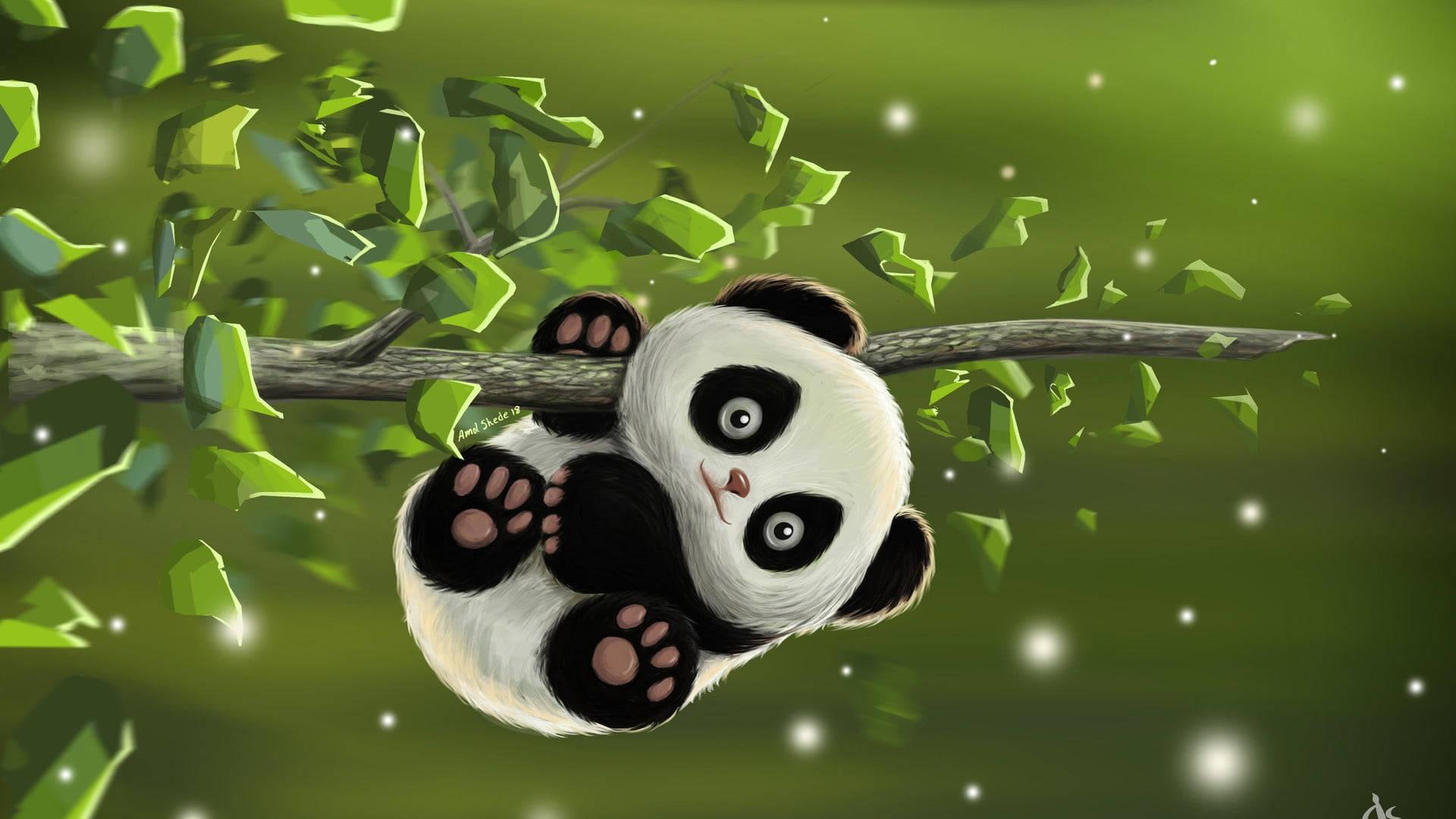 Cute Baby Panda Art — 1920x1080 wallpaper
