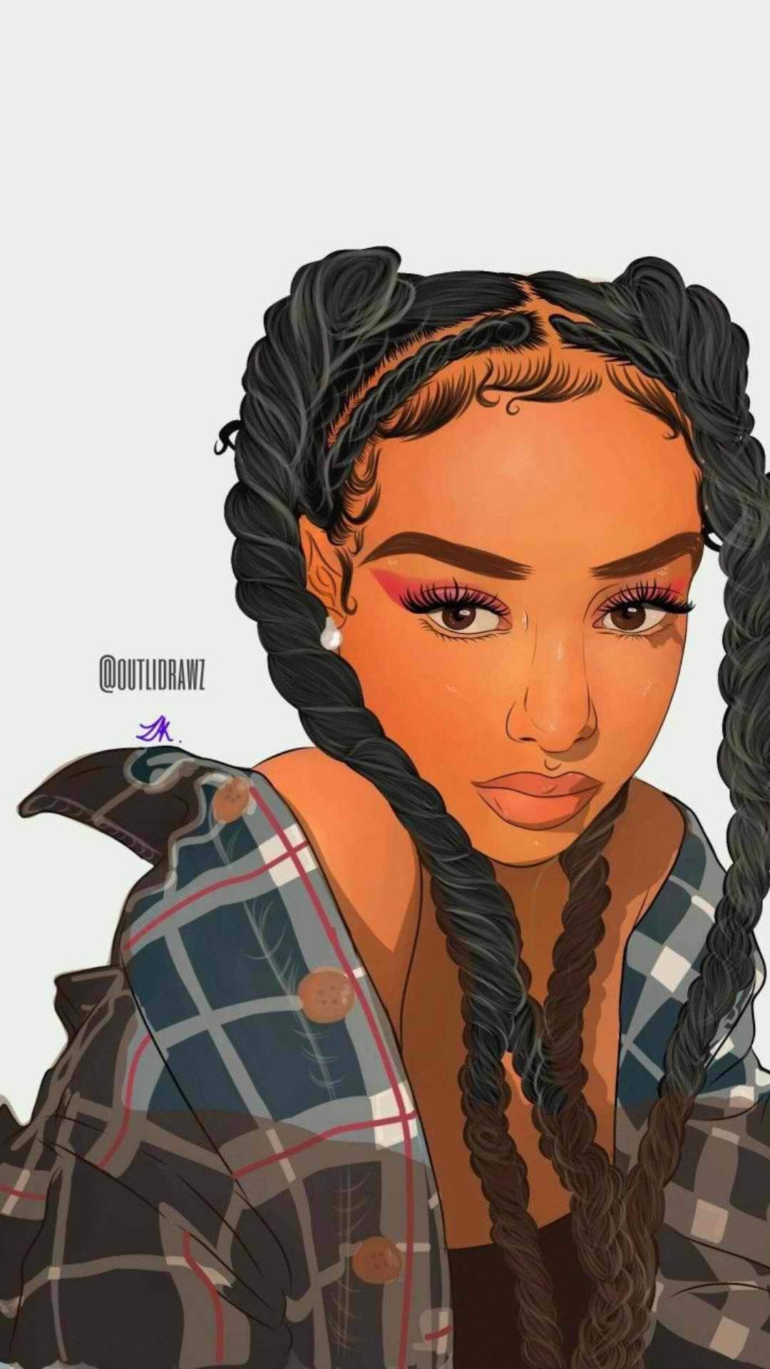 Cute Black Girl Braided Hair — 1080x1920 wallpaper