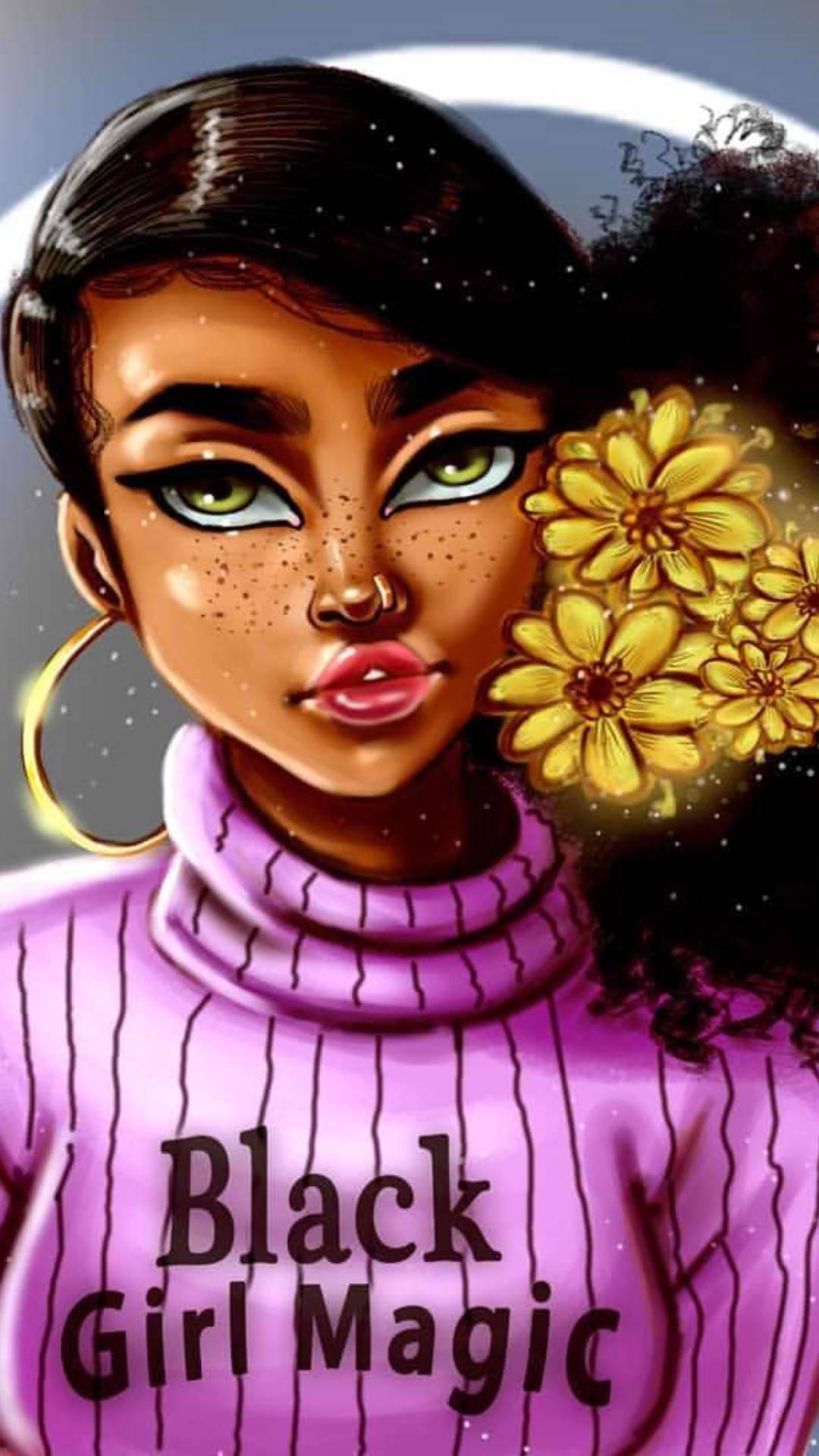 Cute Black Girl In Pink Turtle Neck — 1080x1920 wallpaper