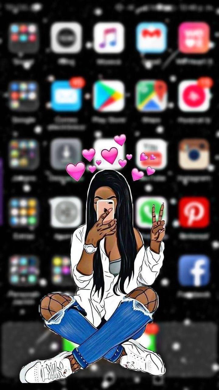 Cute Black Girl Screen Display — 720x1280 wallpaper