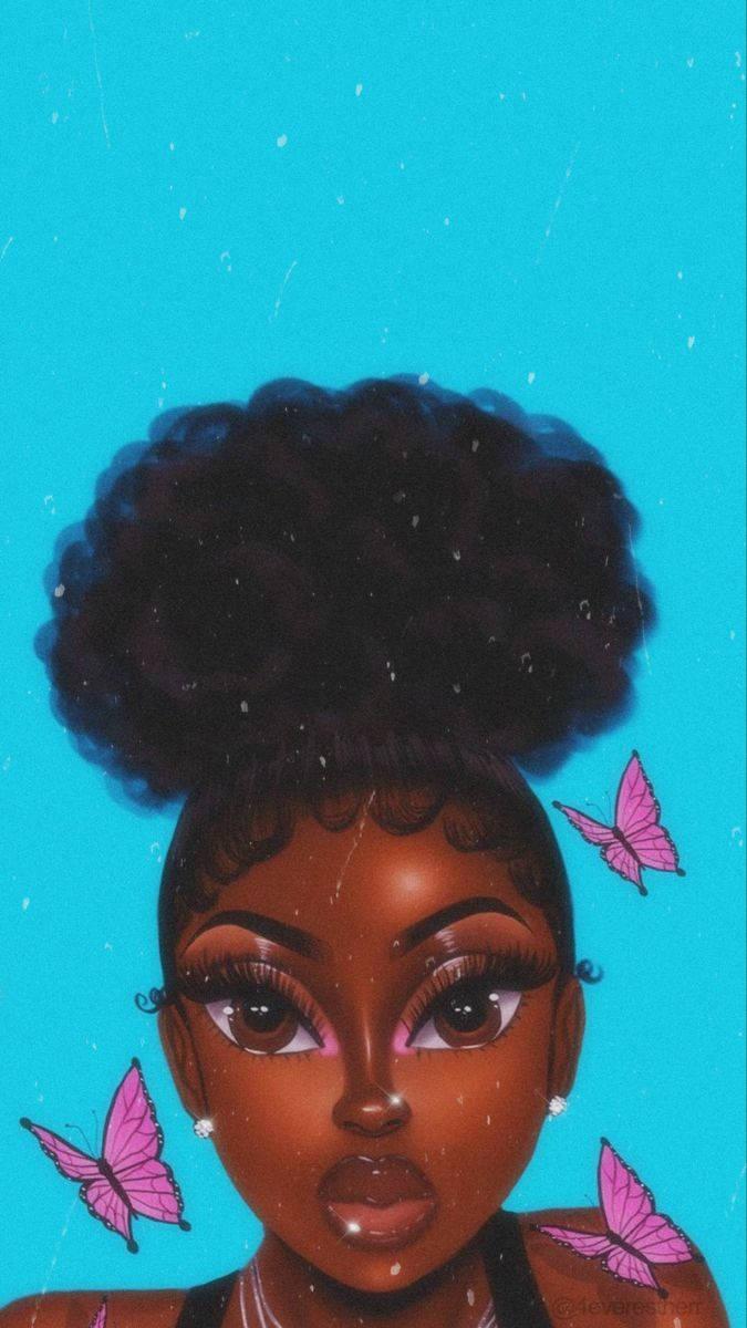 Cute Black Girl With Butterflies — 675x1200 wallpaper