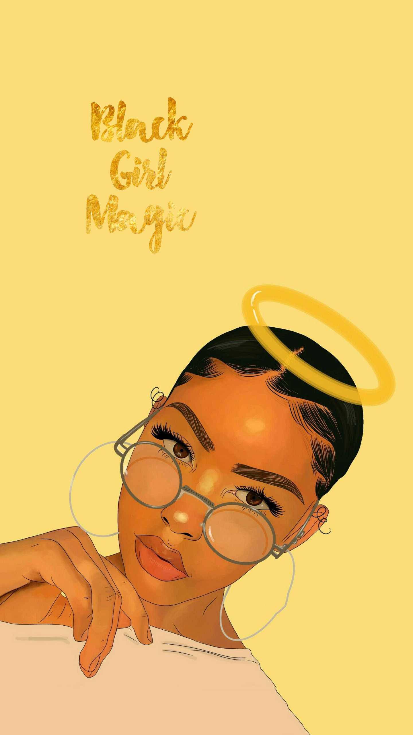 Cute Black Girl With Halo — 1440x2560 wallpaper
