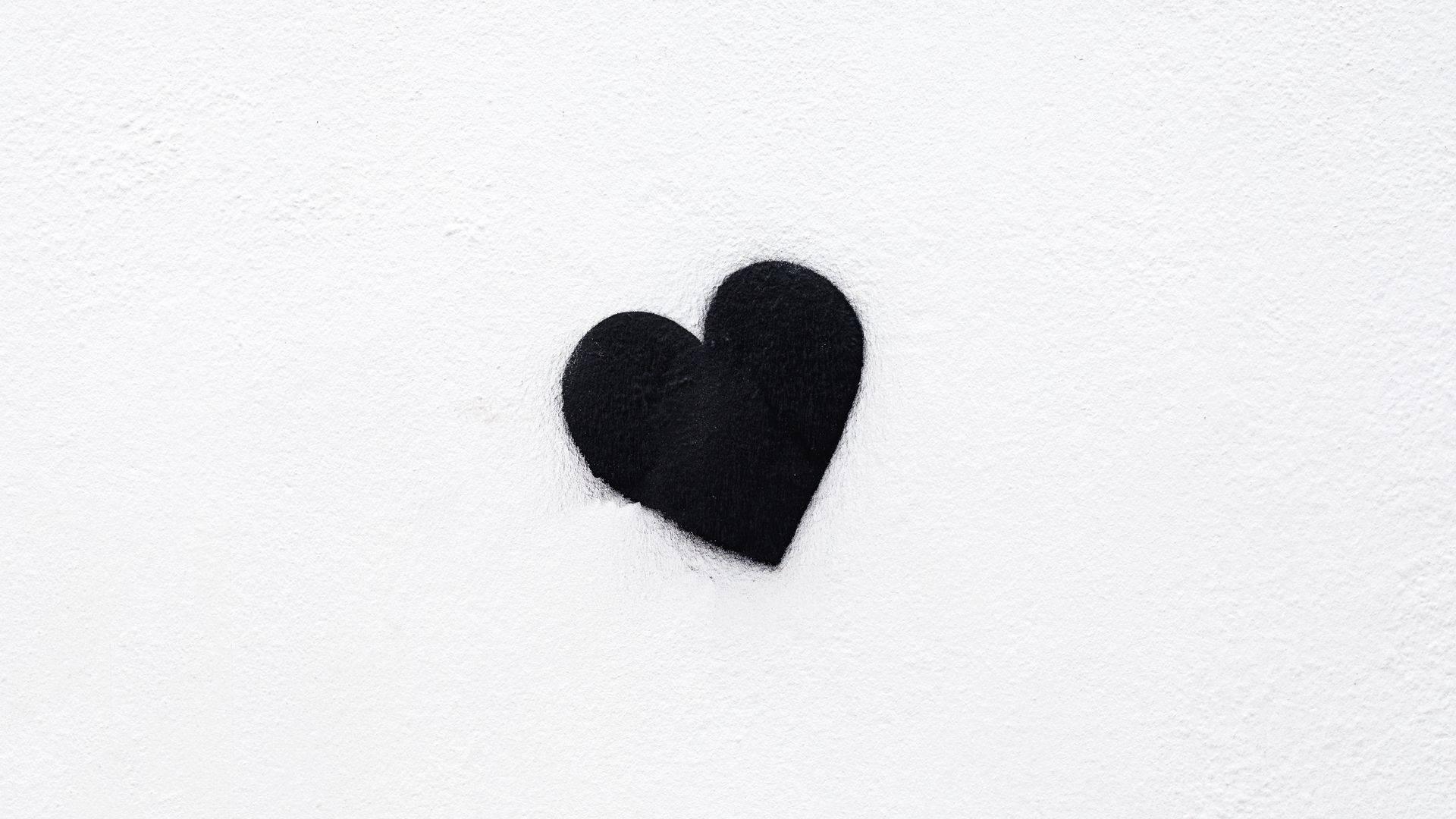 Cute Black Heart On White — 1920x1080 wallpaper