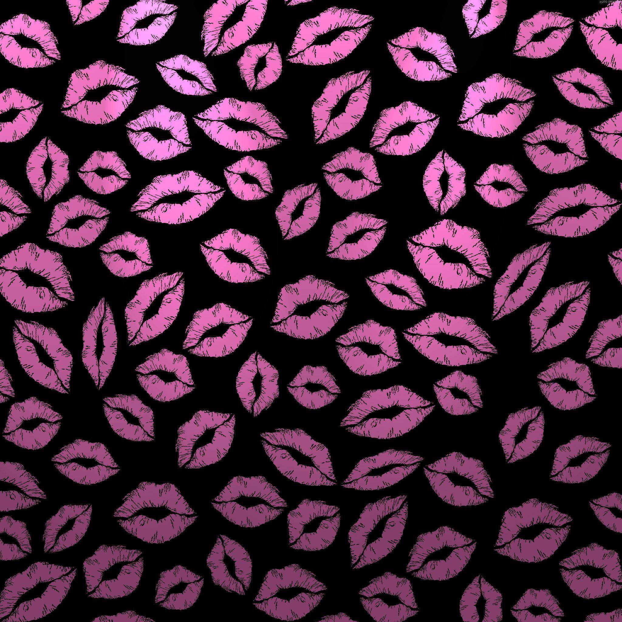 Cute Black Kiss Mark Pattern — 2048x2048 wallpaper