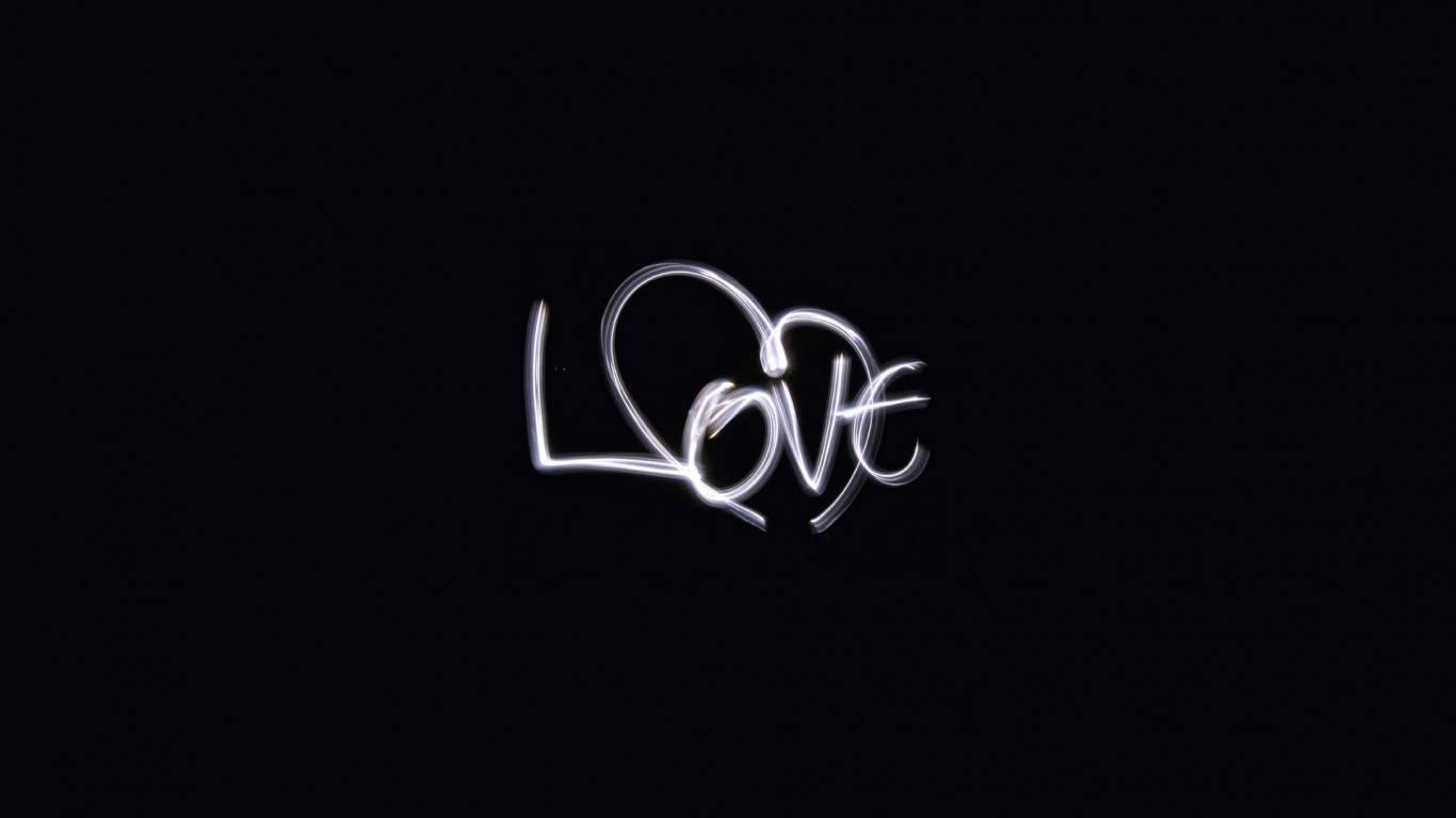 Cute Black Love Text — 1366x768 wallpaper