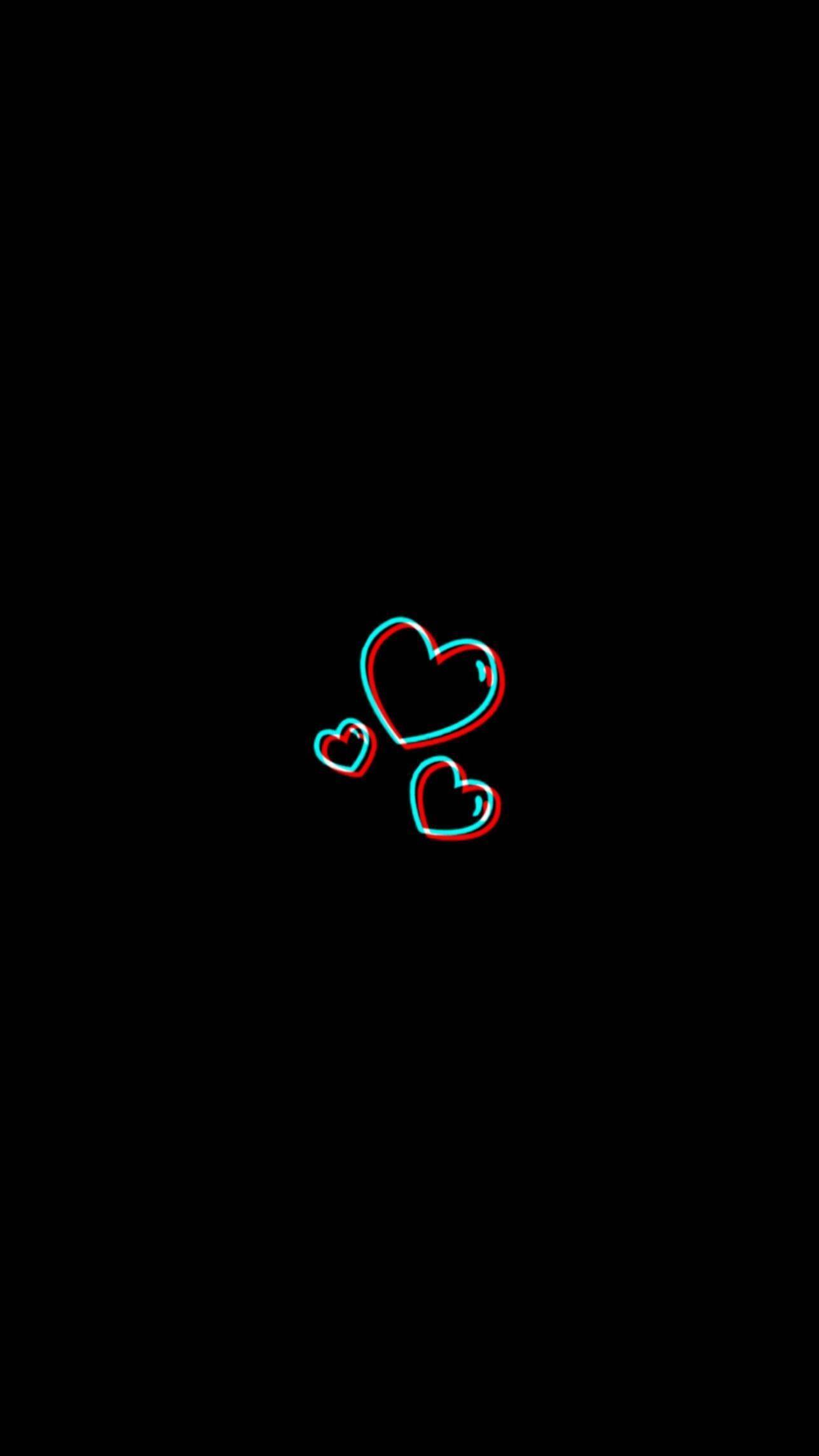Cute Black Minimalist Hearts — 1288x2289 wallpaper