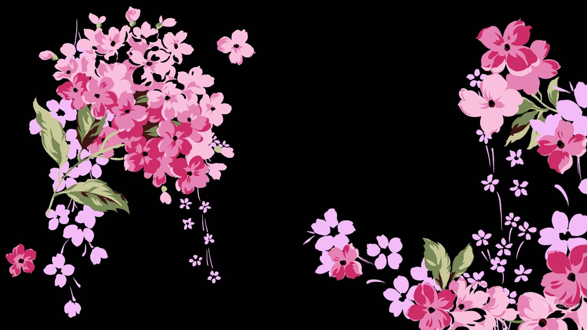 Cute Black Pink Flowers — 1920x1080 wallpaper