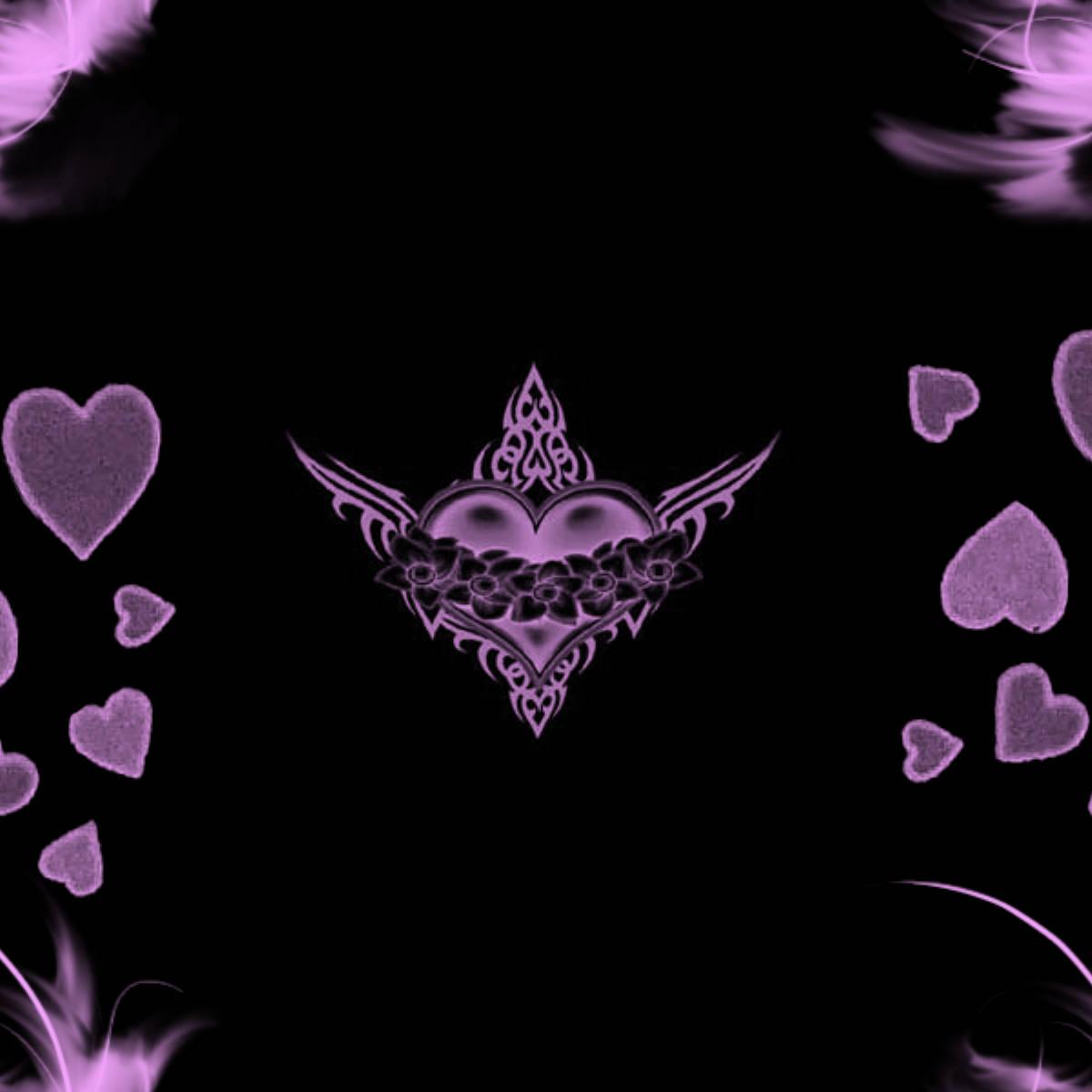 Cute Black Purple Hearts Art — 1200x1200 wallpaper