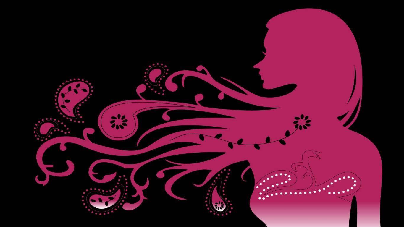 Cute Black Silhouette Woman Art — 1366x768 wallpaper