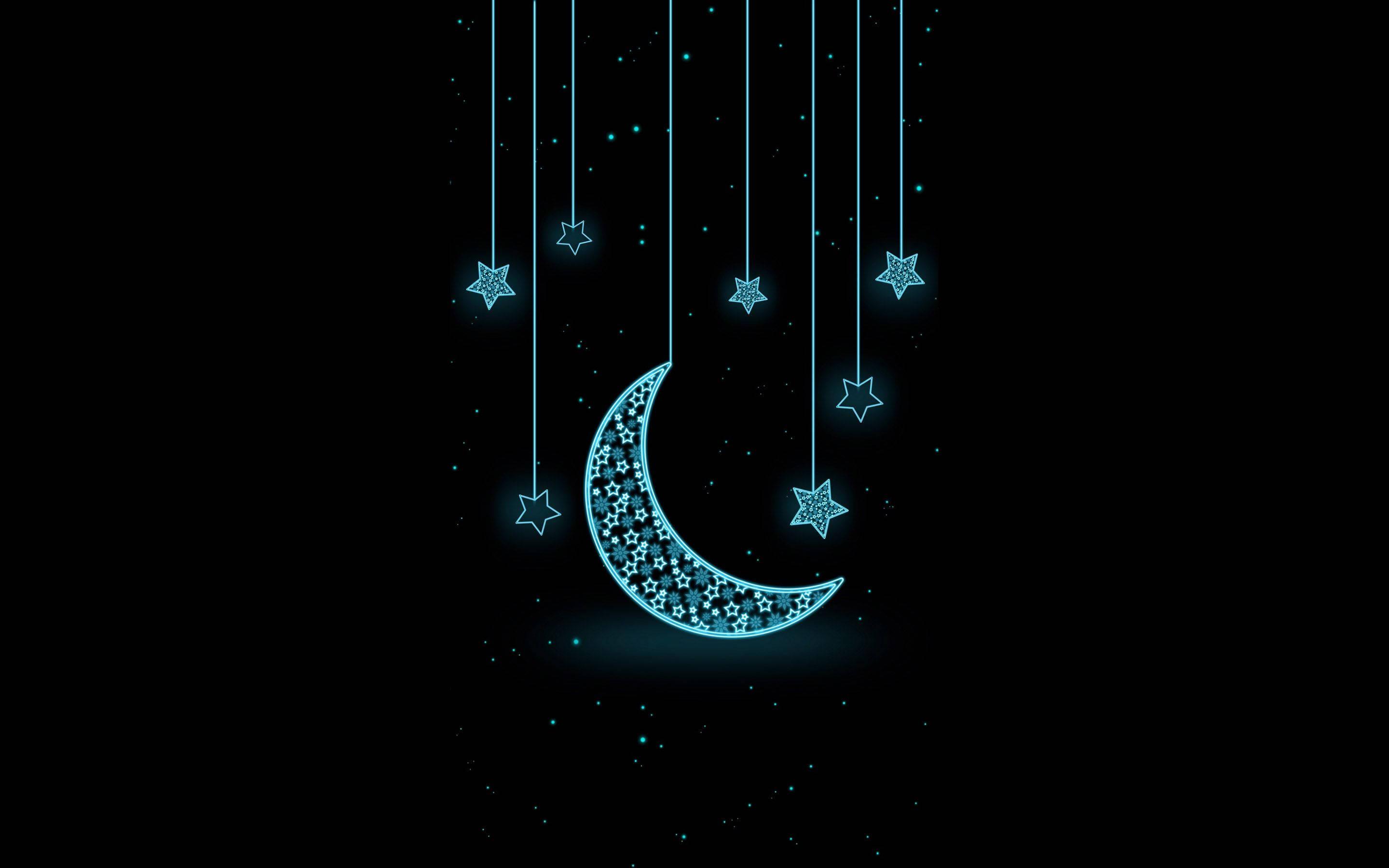 Cute Black Stars And Moon — 2880x1800 wallpaper