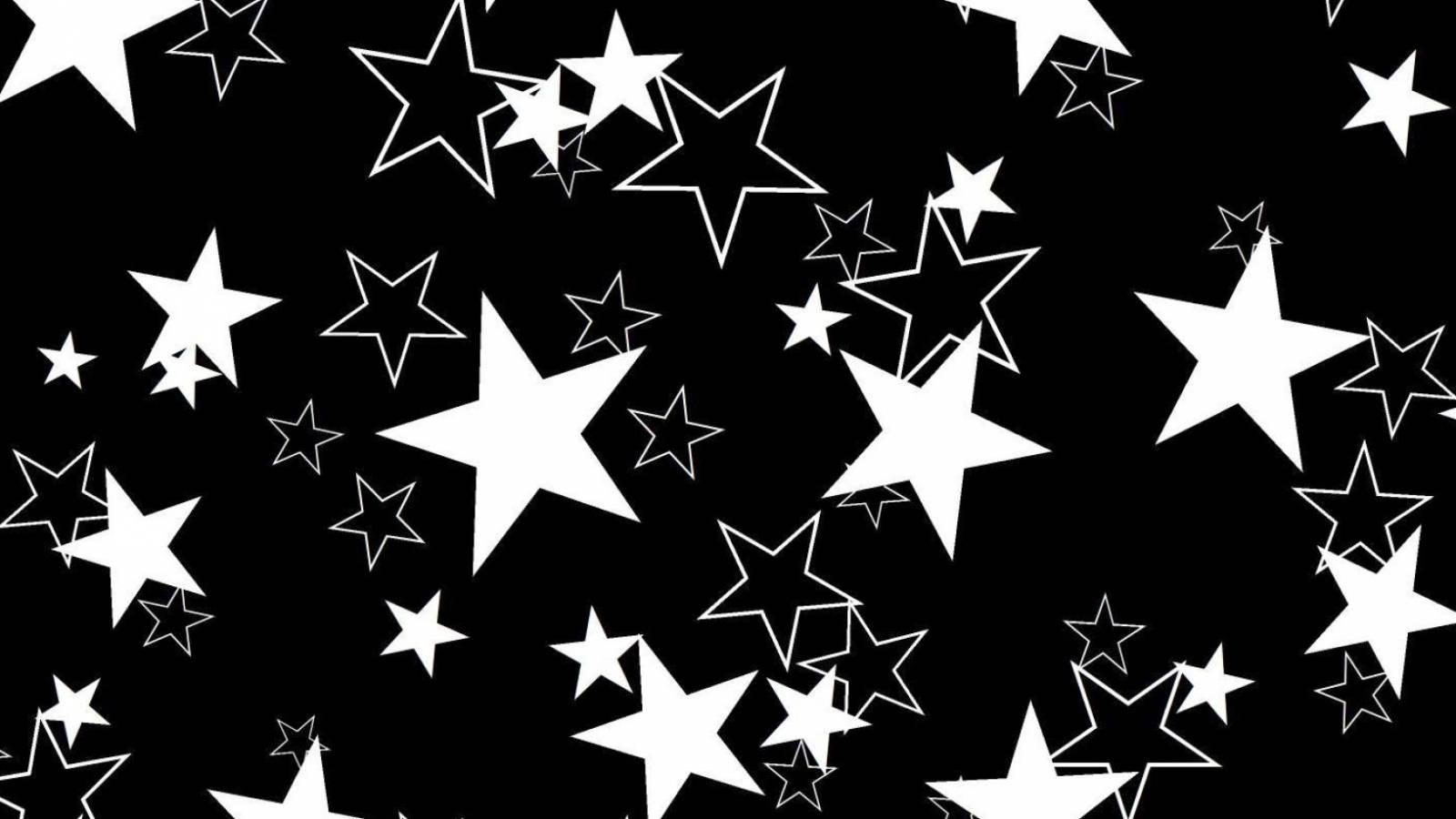 Cute Black Stars Pattern — 1600x900 wallpaper