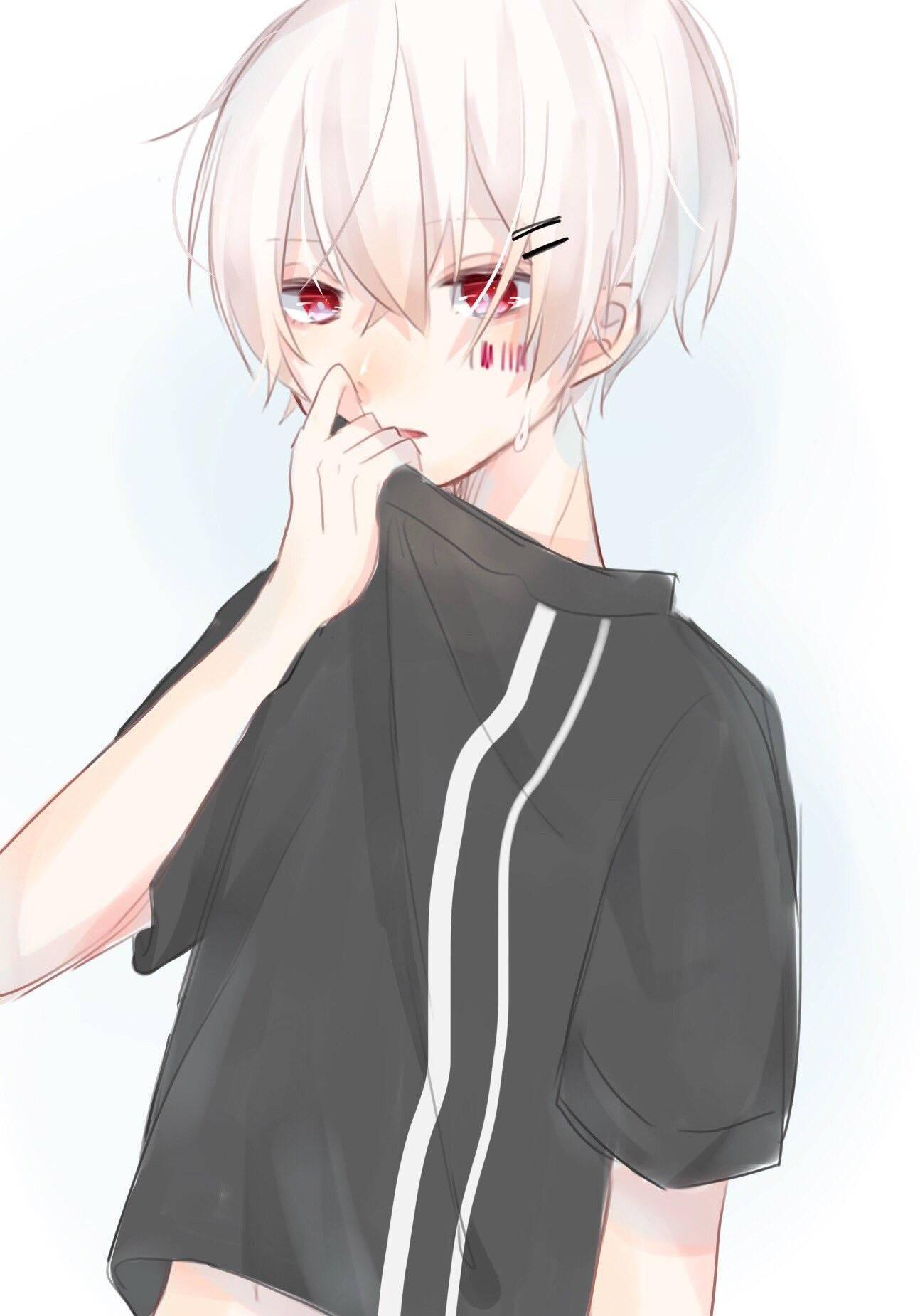 Cute Boy Cartoon With White Hair — 1294x1850 wallpaper
