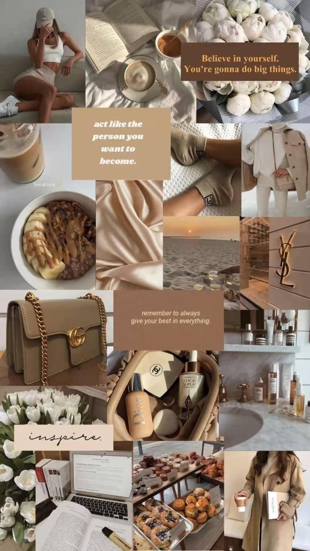 Cute Brown That Girl Aesthetic Collage — 1080x1920 wallpaper