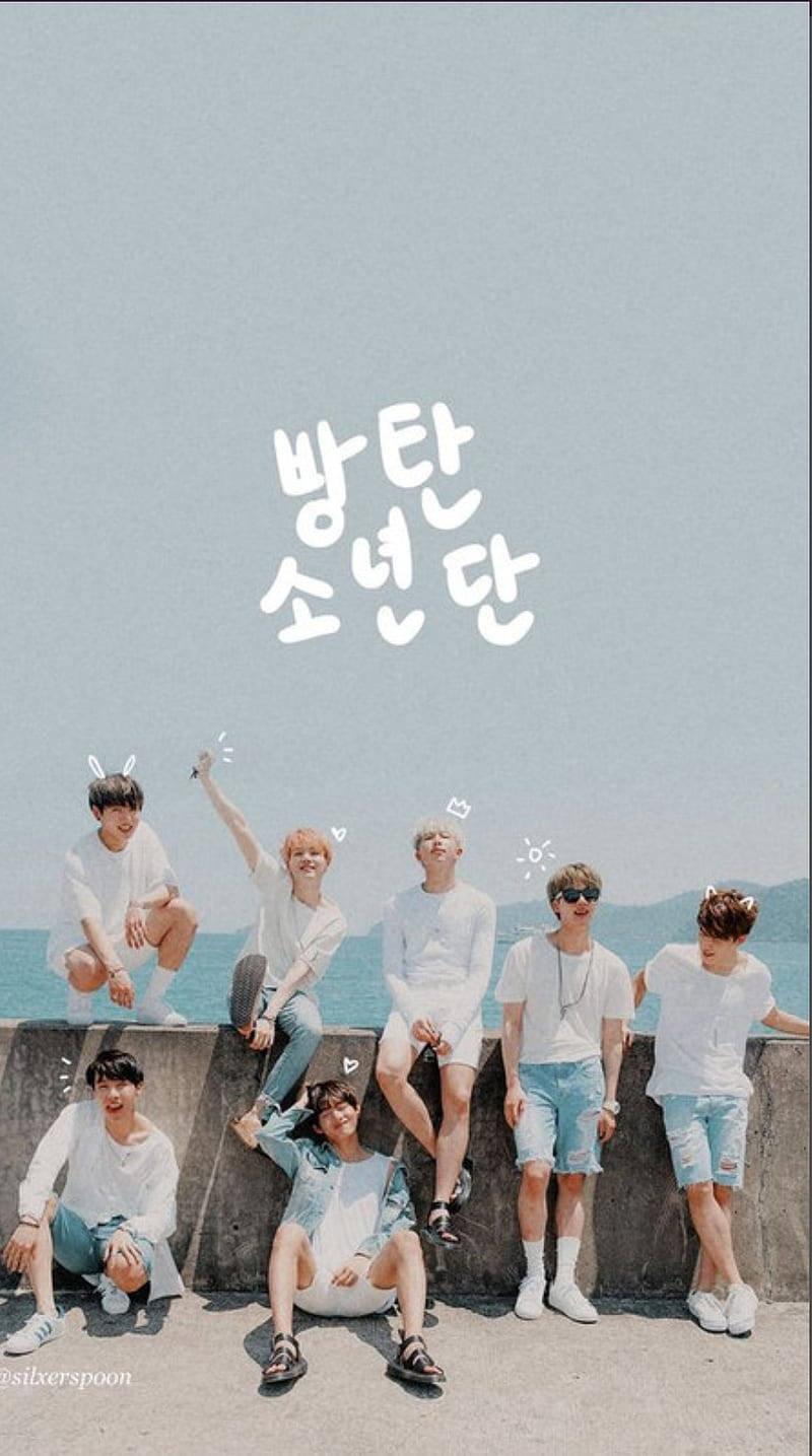 Cute BTS Group By The Beach — 800x1435 wallpaper