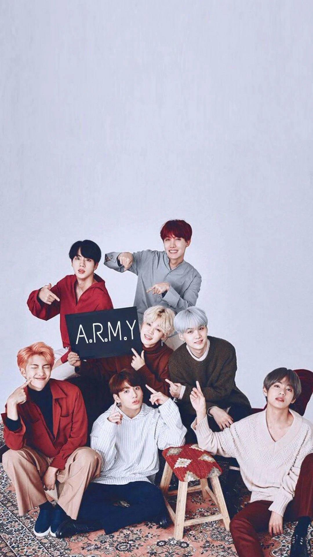 Cute BTS Group Posing On Pastel Purple Backdrop — 1080x1920 wallpaper