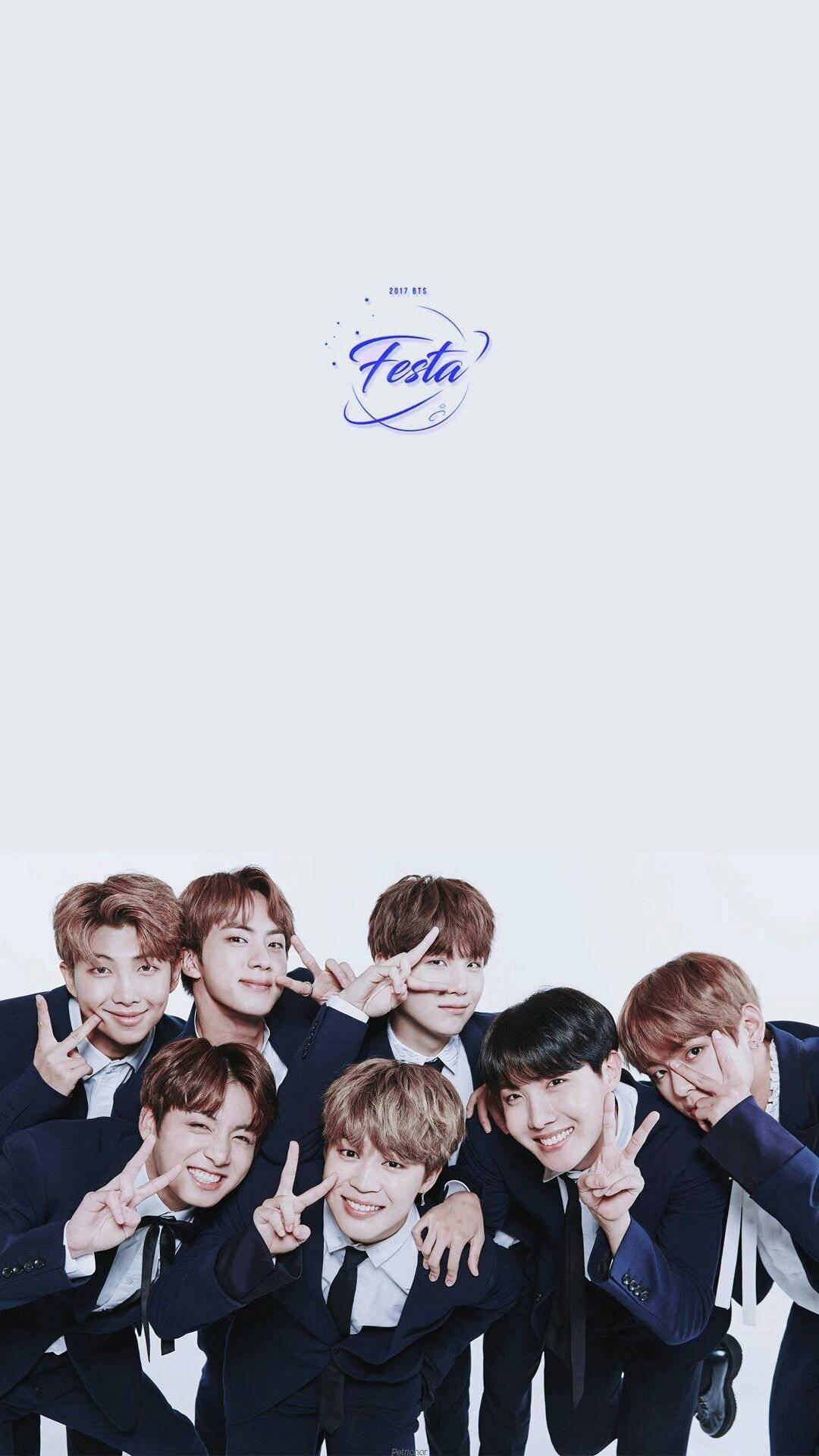 Cute BTS Group Wearing Suits On White Backdrop — 1080x1920 wallpaper