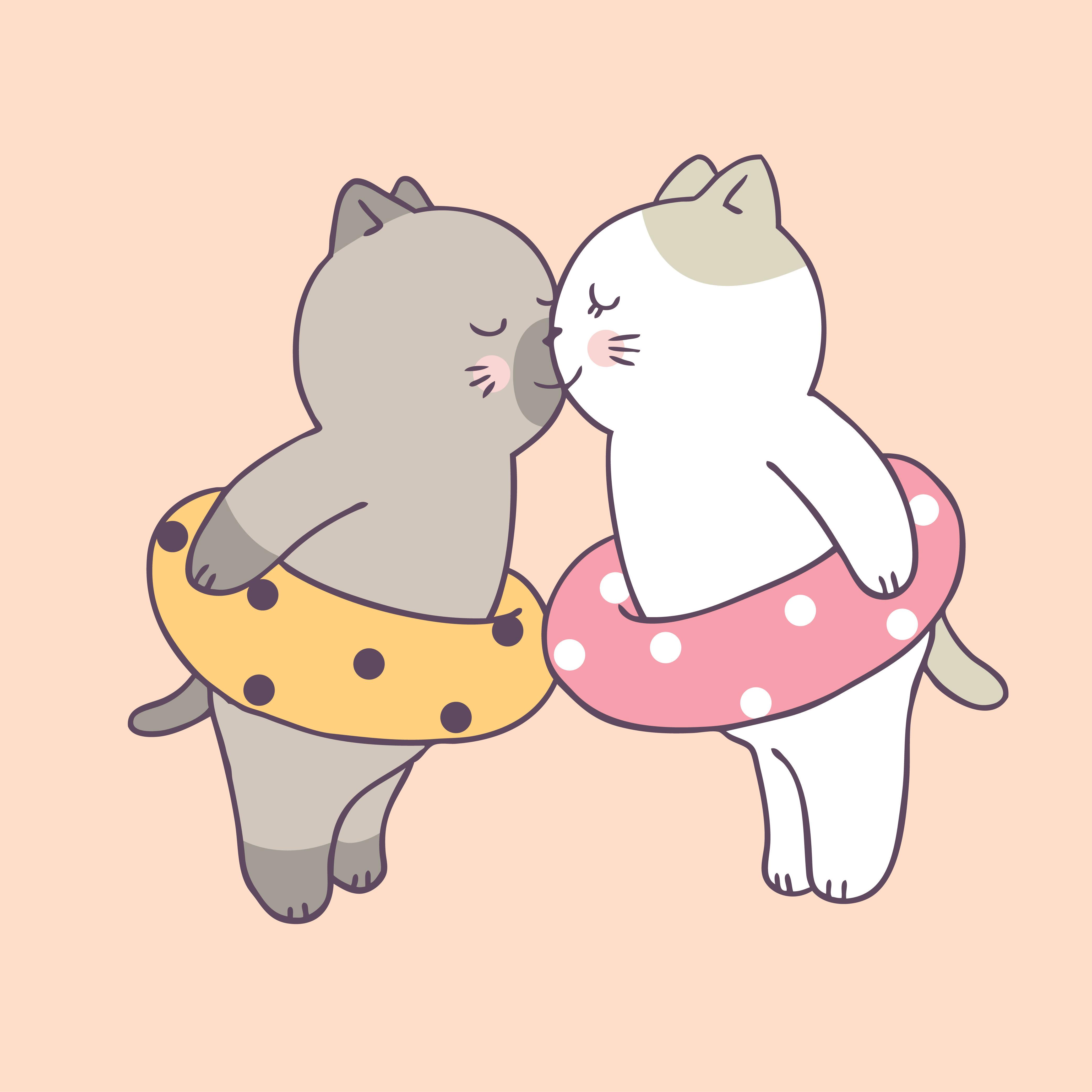 Cute Cartoon Cat Couple — 4167x4167 wallpaper