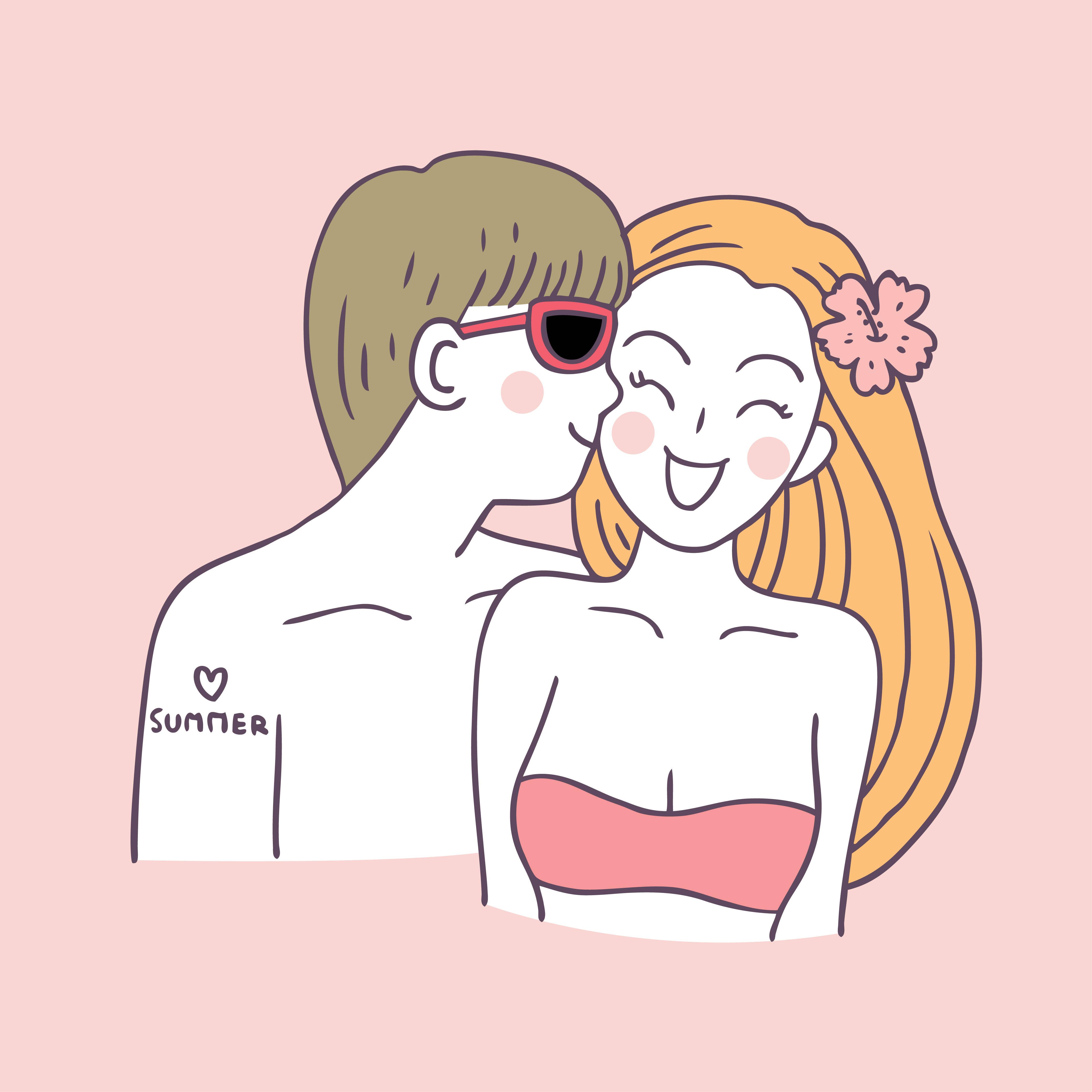 Cute Cartoon Couple in Summer — 4167x4167 wallpaper