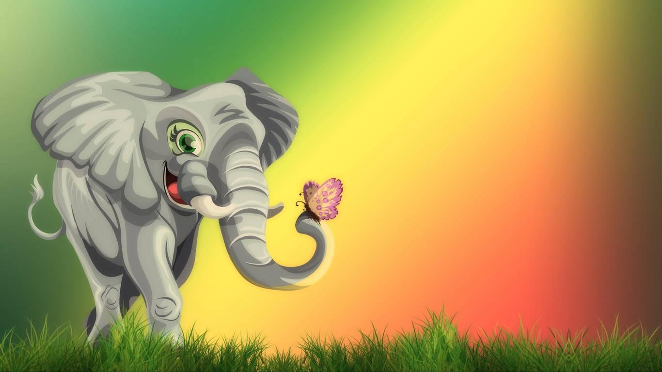 Cute Cartoon Elephant Laptop — 1366x768 wallpaper