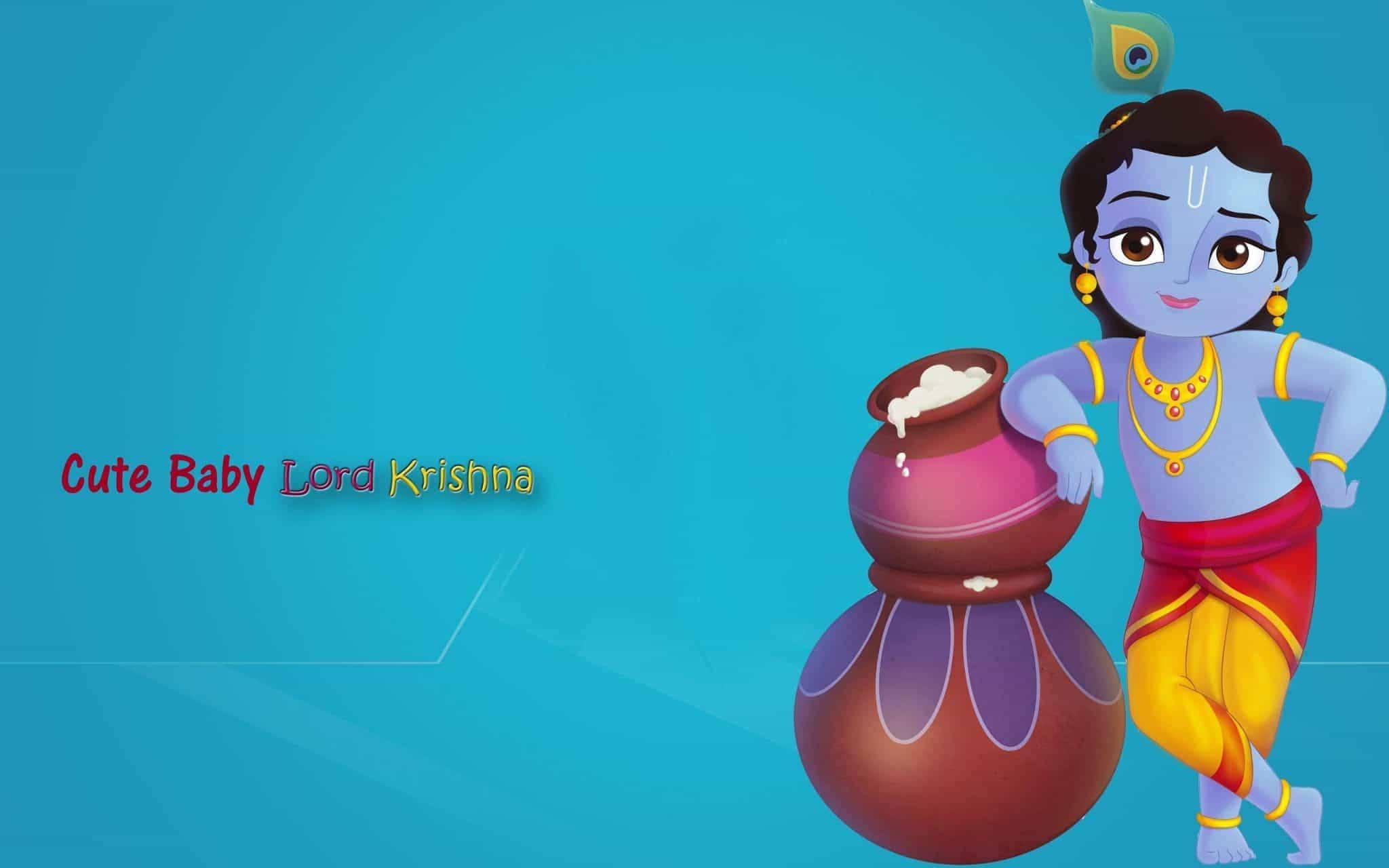 Cute Cartoon Krishna — 2048x1280 wallpaper