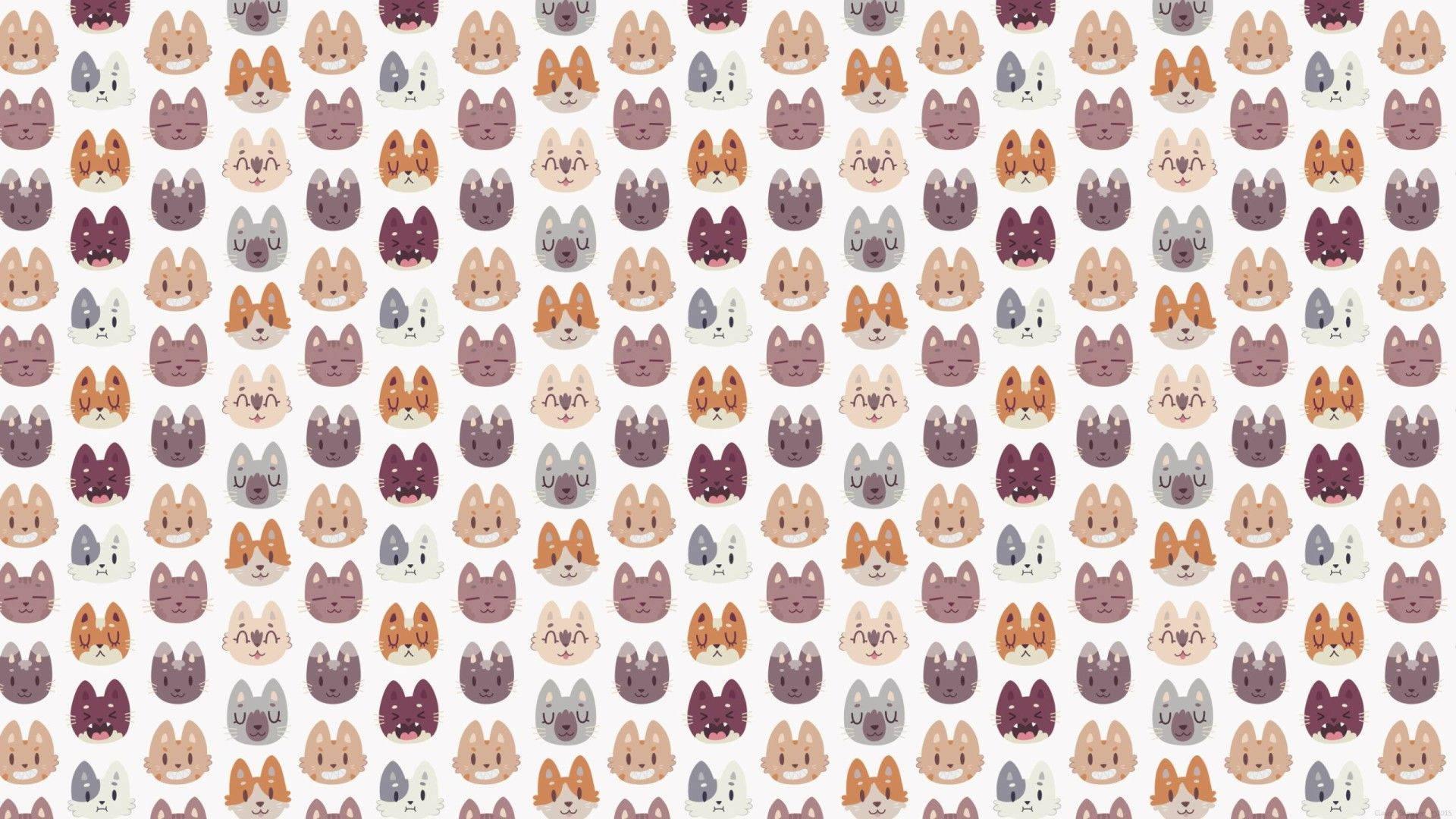 Cute Cat Pattern Laptop — 1920x1080 wallpaper