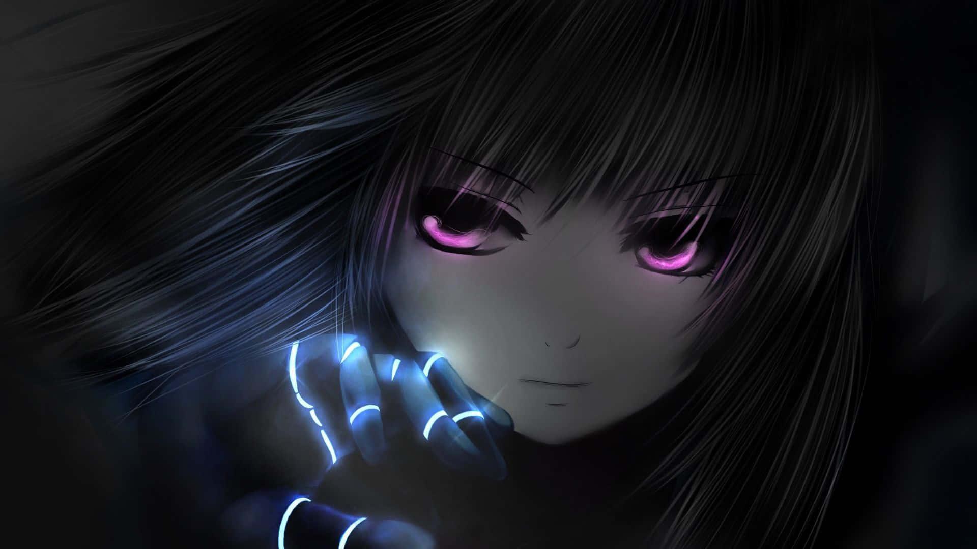 Cute Dark Anime Girl Purple Eyes — 1920x1080 wallpaper