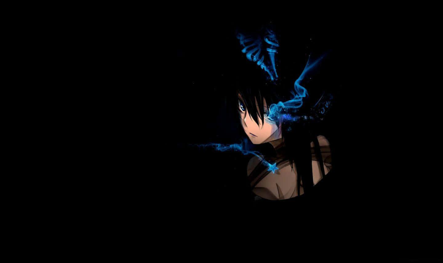 Cute Dark Anime Girl With Blue Flame — 1440x855 wallpaper