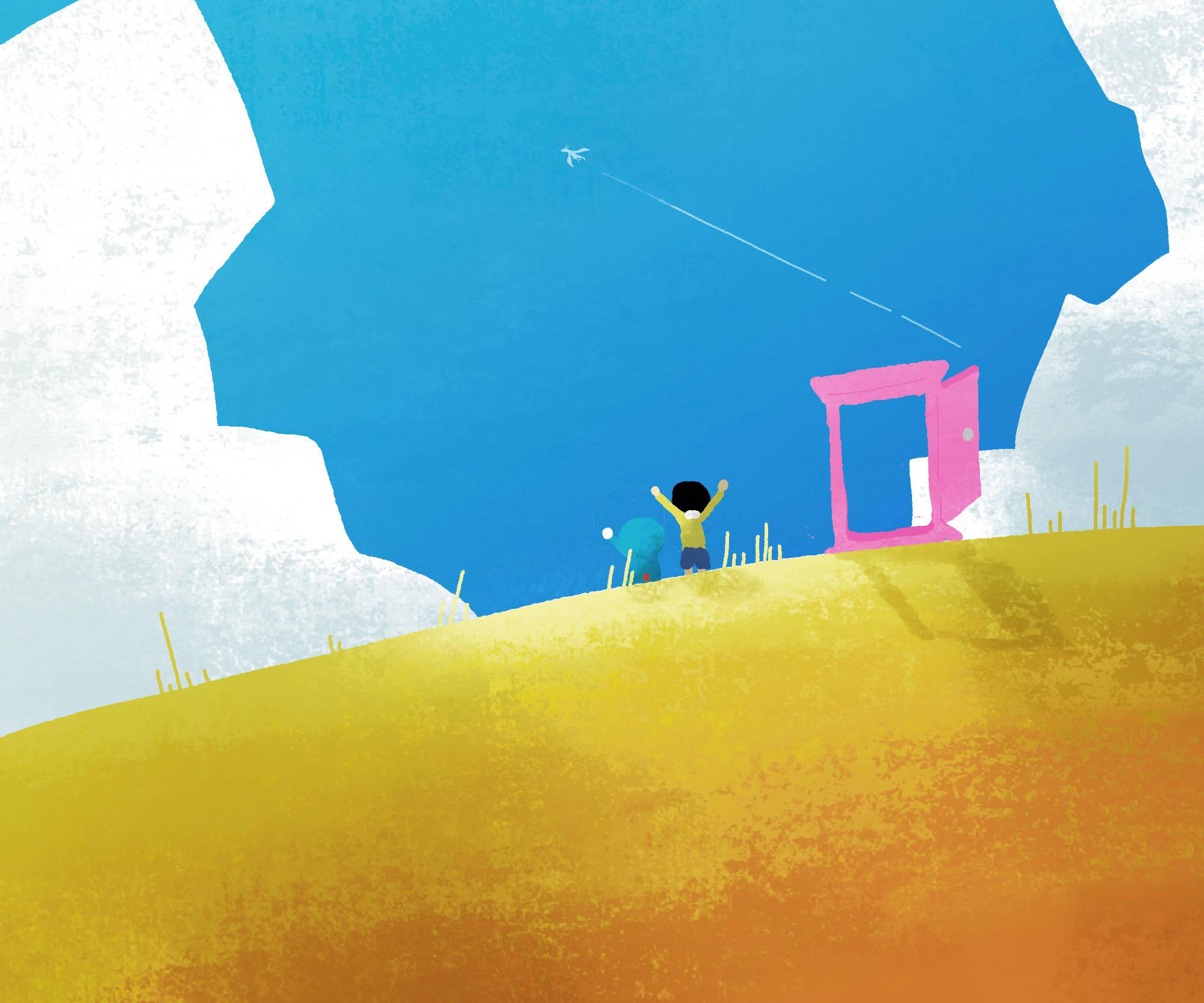 Cute Doraemon Bestfriends On Hill — 2000x1667 wallpaper