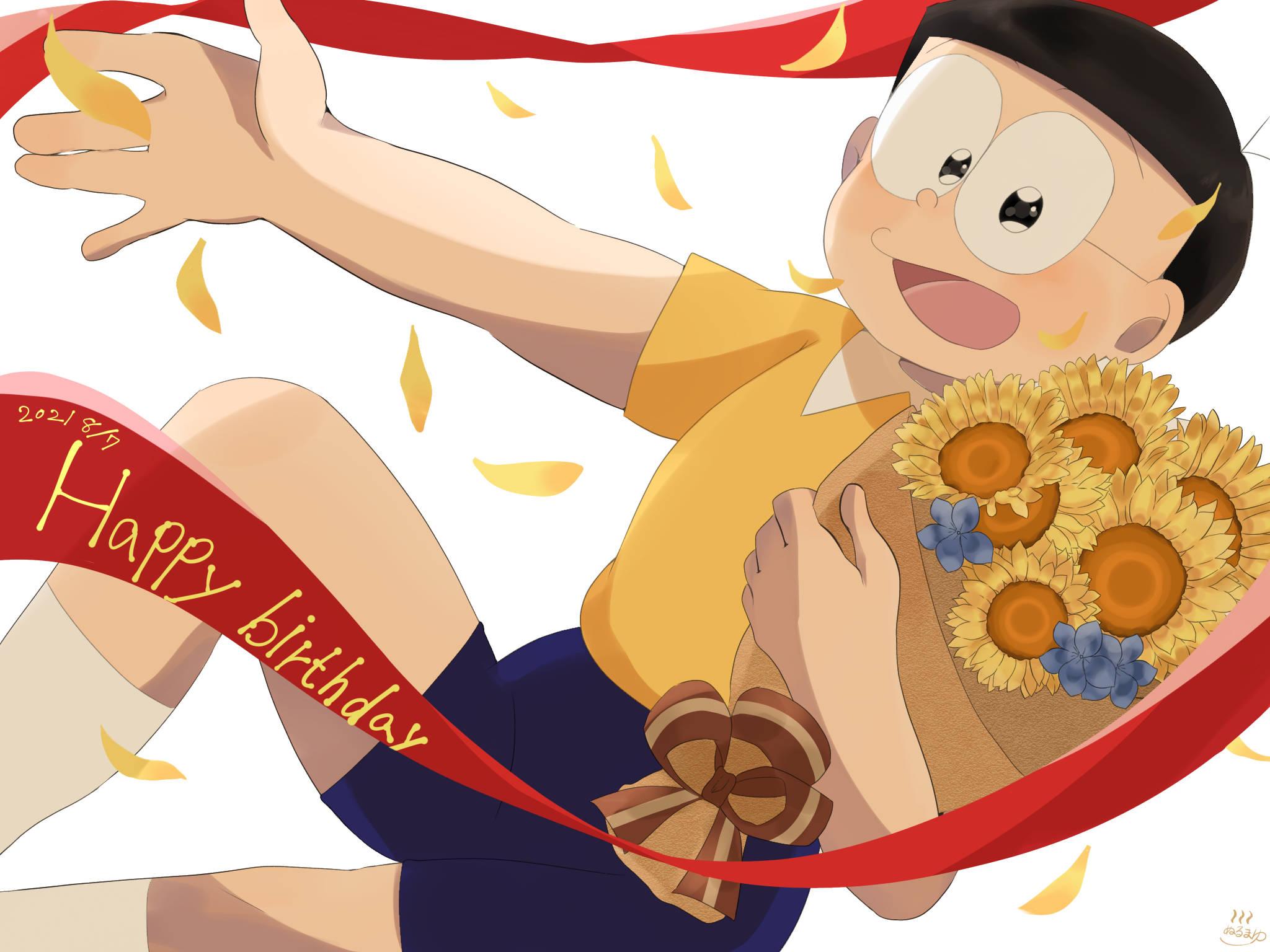 Cute Doraemon Nobita Sunflowers — 2048x1536 wallpaper