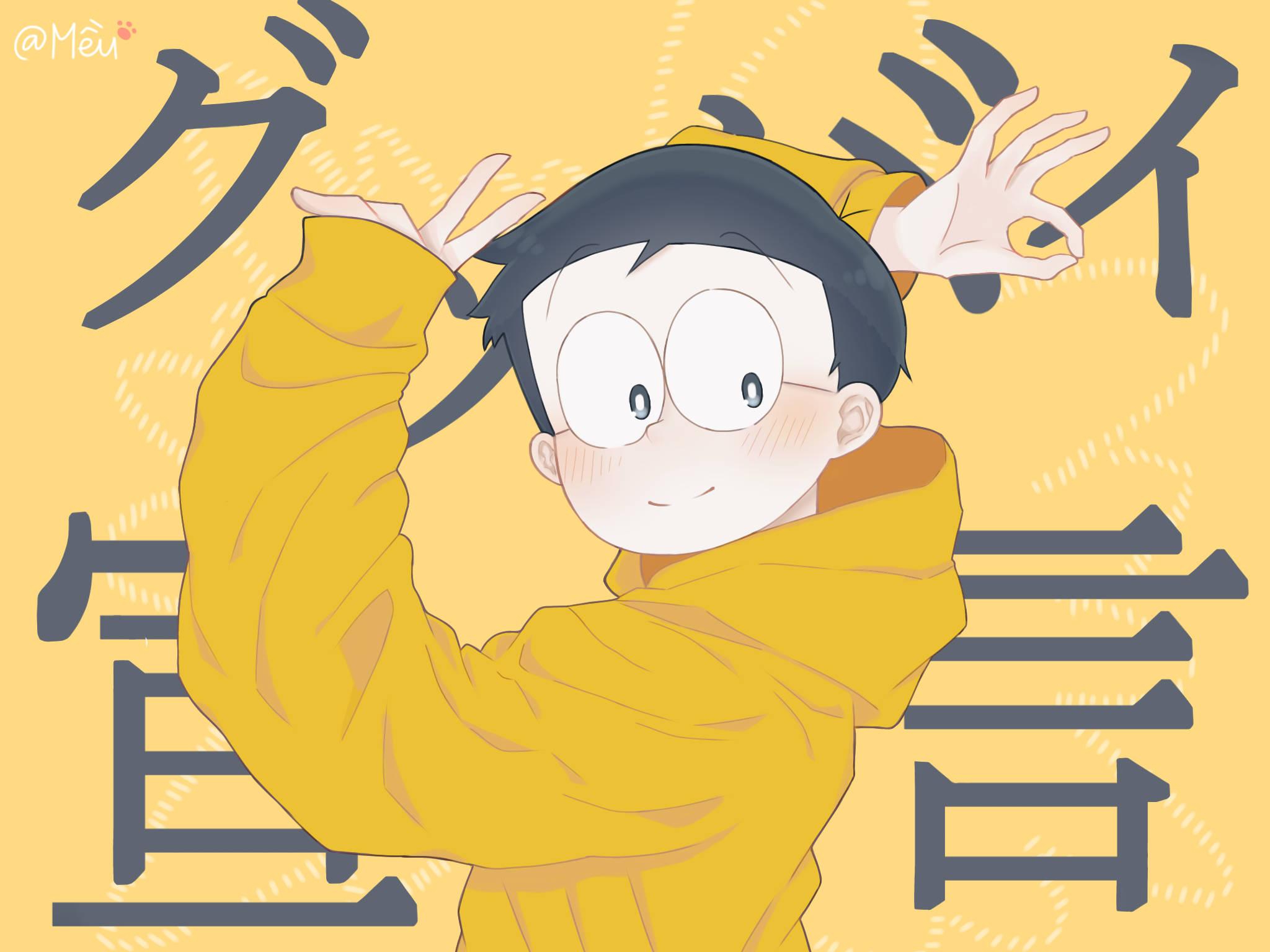 Cute Doraemon Nobita Wearing Yellow — 2048x1536 wallpaper