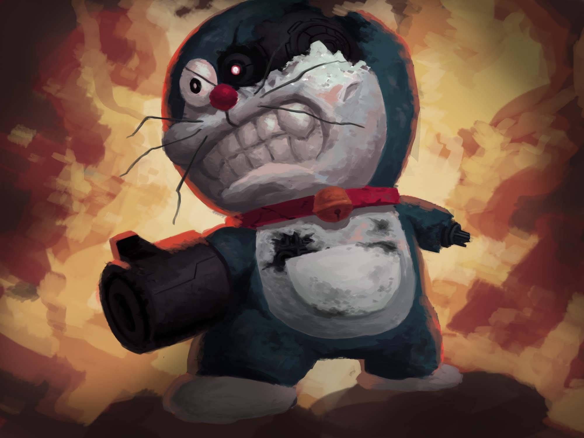 Cute Doraemon To Angry Robot — 2000x1500 wallpaper