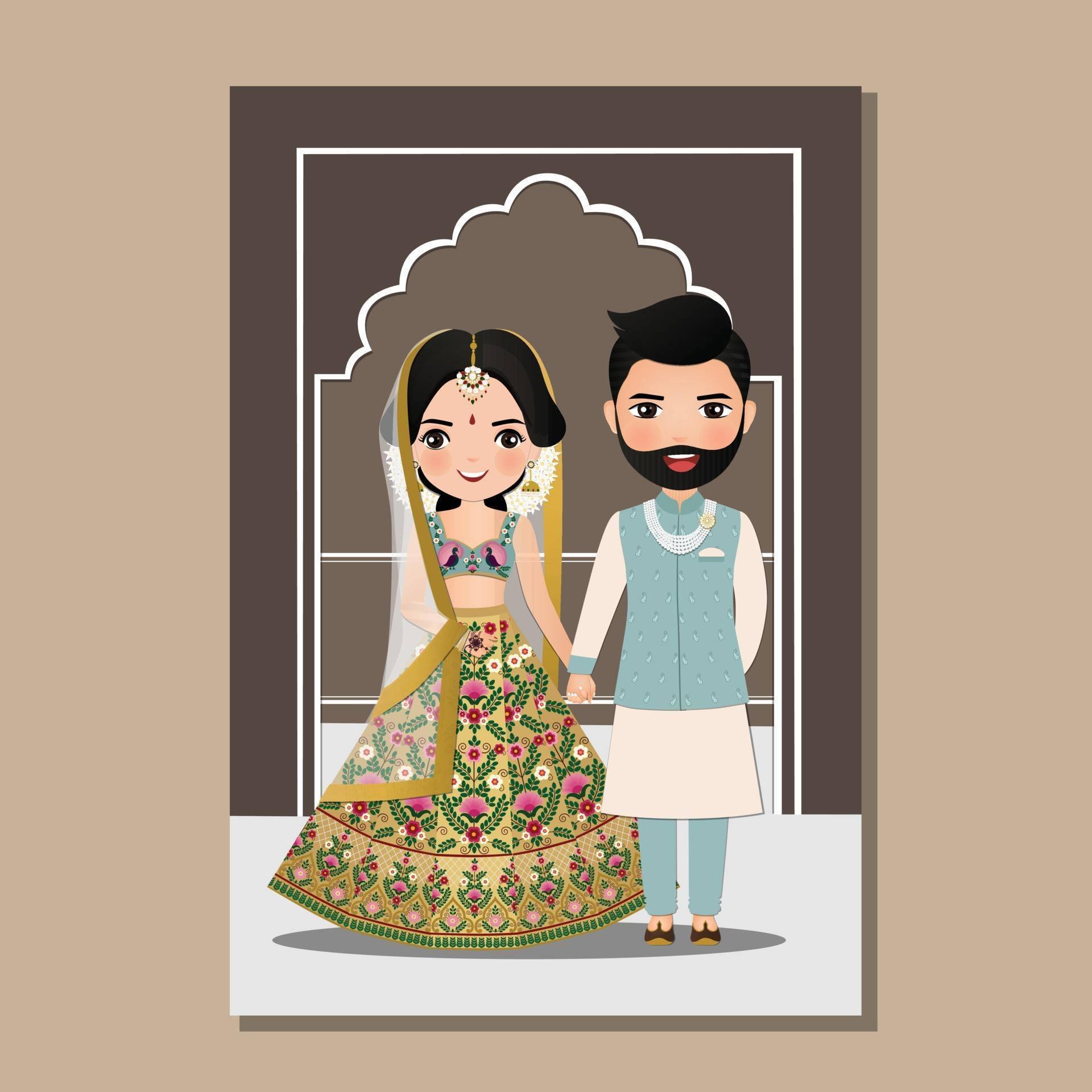 Cute Indian Cartoon Couple — 1920x1920 wallpaper
