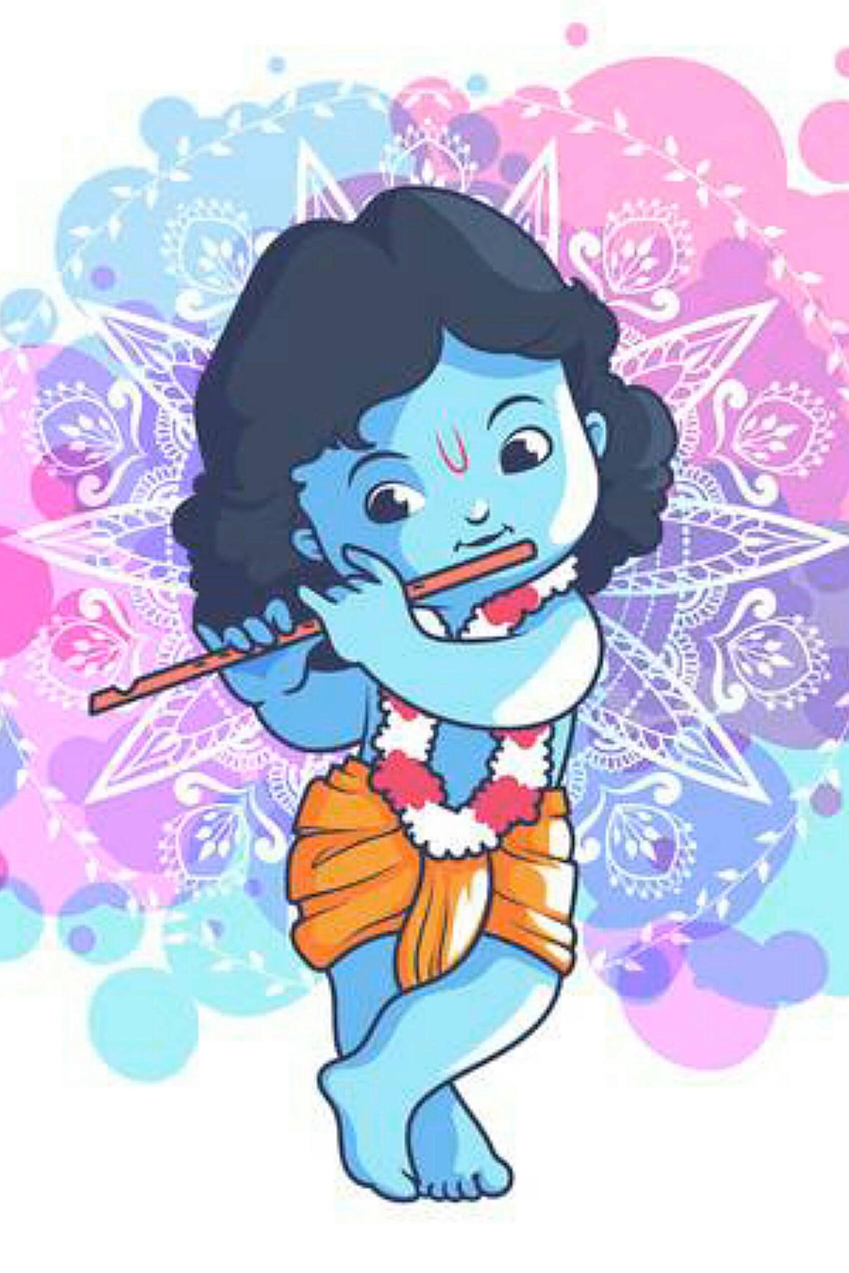 Cute Krishna HD Blue Pink