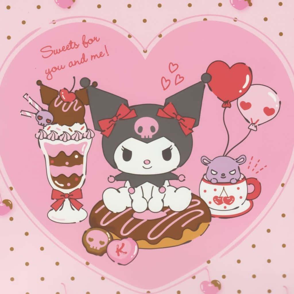 Cute Kuromi Smiling in Her Pink Outfit