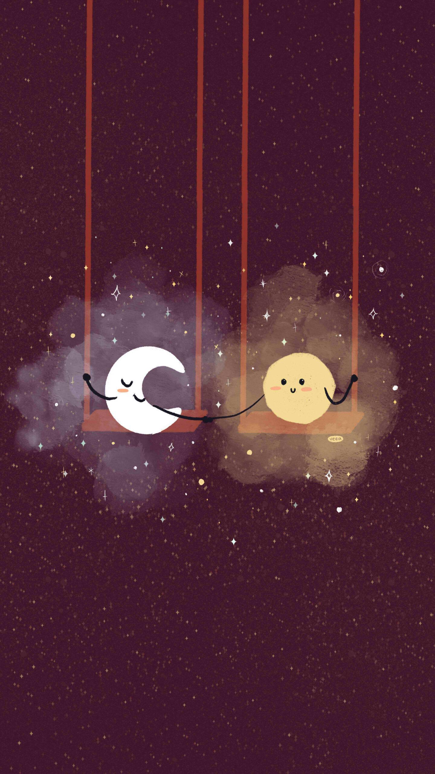 Cute Moon And Planet Aesthetic Phone — 1440x2560 wallpaper