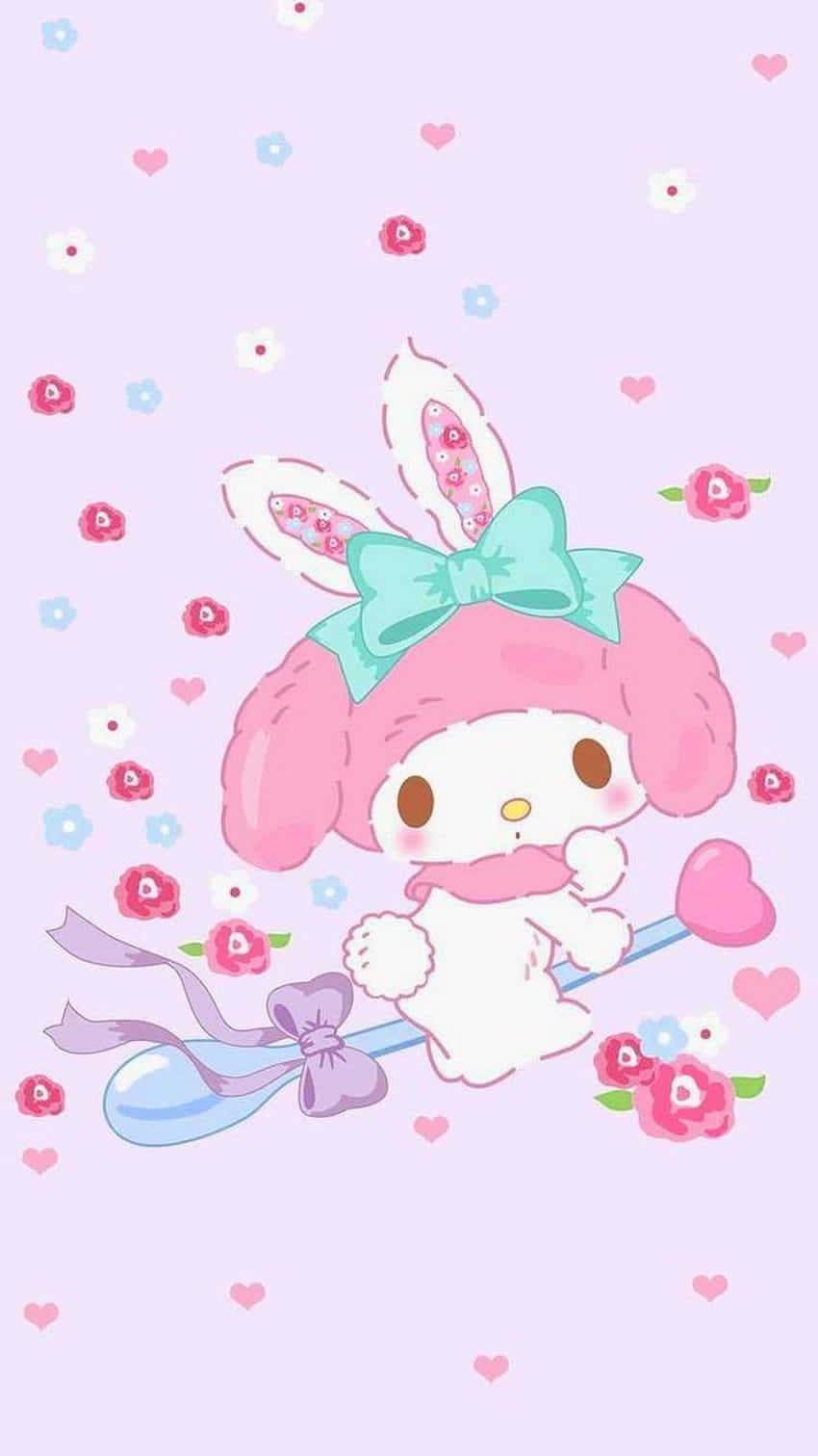 Cute My Melody Riding A Spoon — 850x1512 wallpaper
