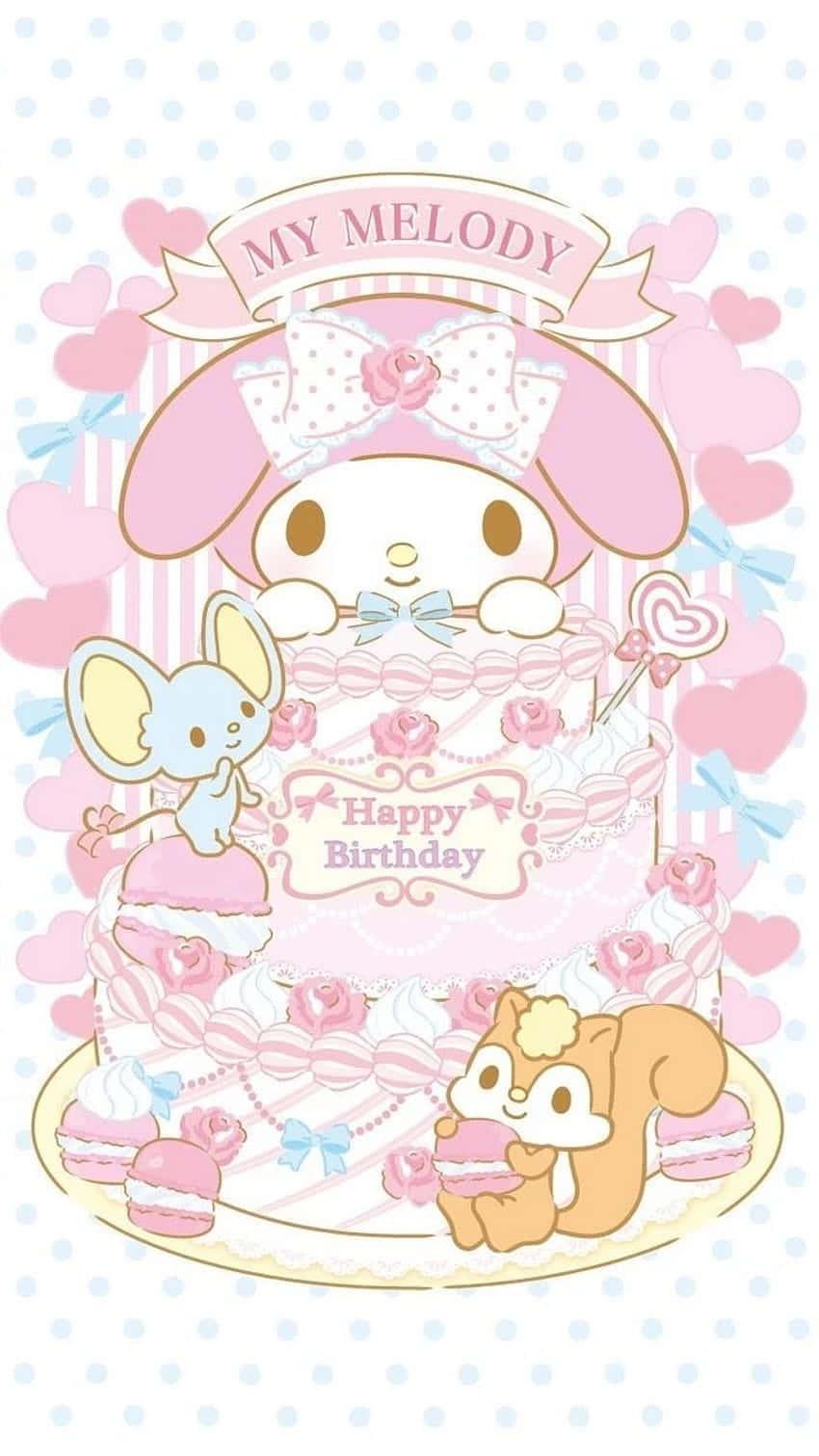Cute My Melody Strawberry Birthday Cake — 850x1511 wallpaper