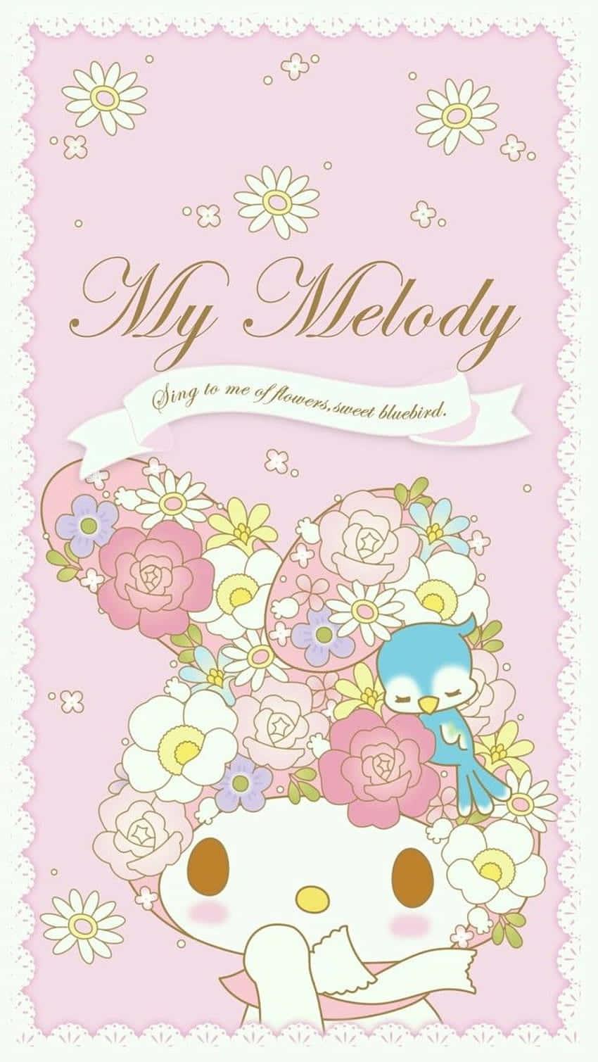 Cute My Melody Wearing Floral Headdress — 850x1509 wallpaper