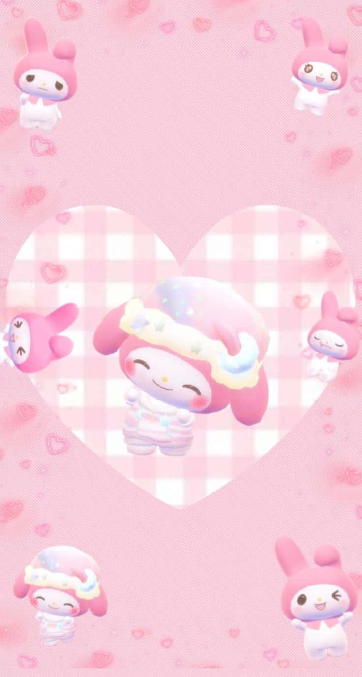 Cute My Melody With Checkered Heart — 736x1376 wallpaper