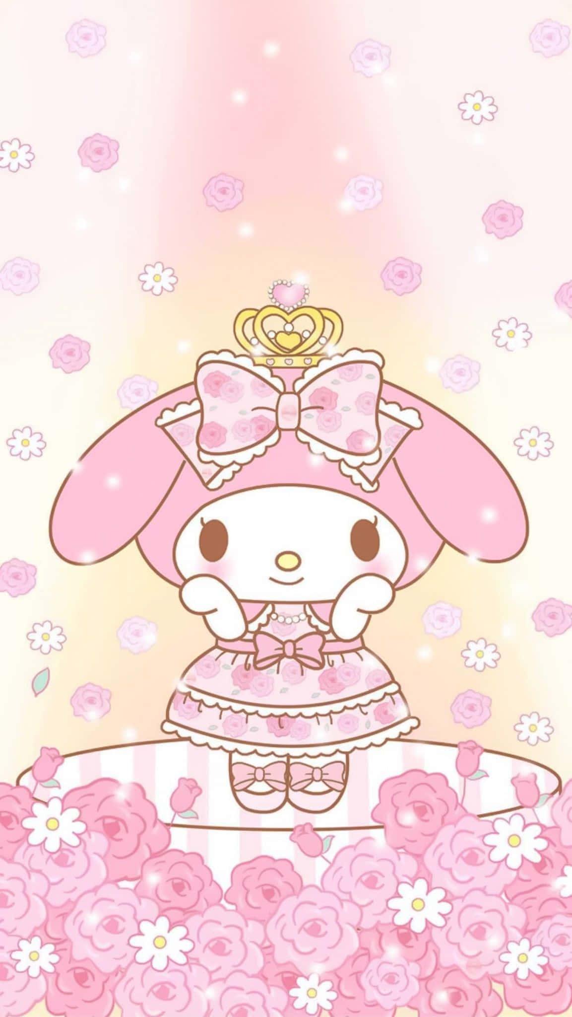 Cute My Melody With Pink Flowers — 1153x2048 wallpaper